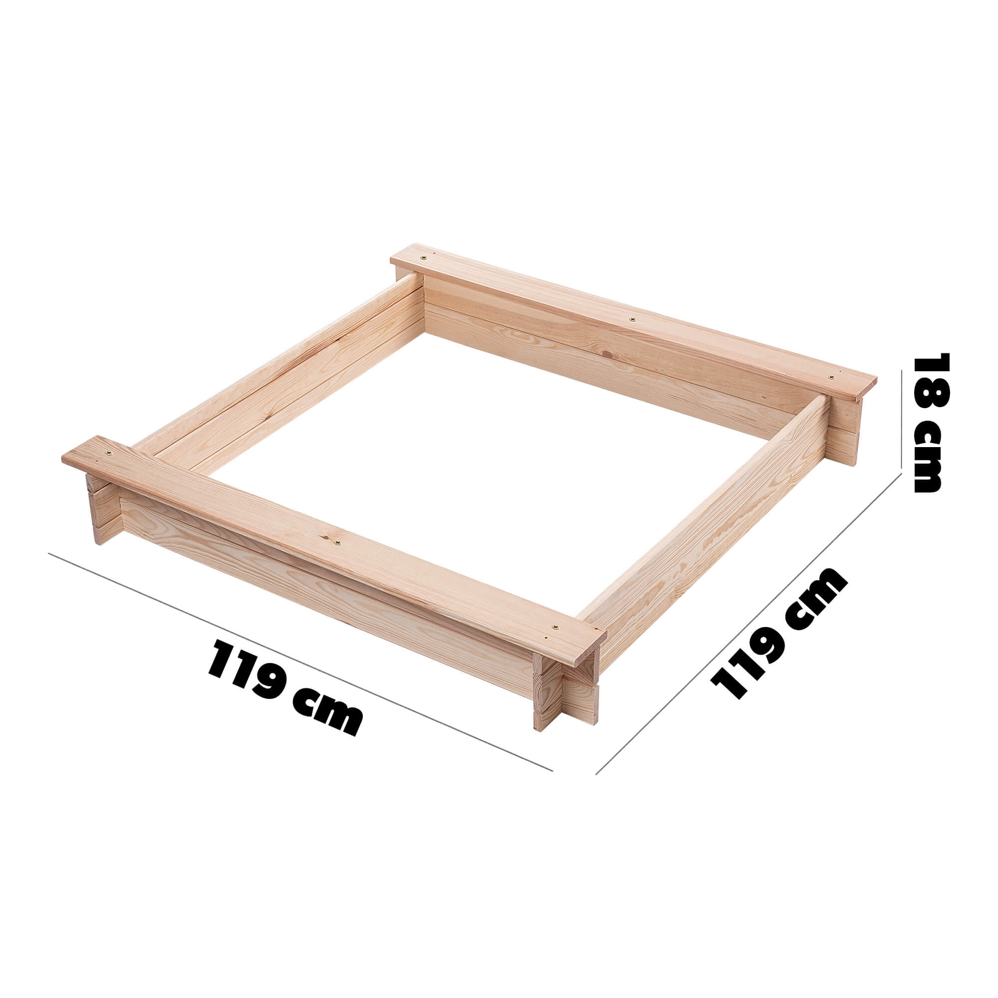 Piaskownica drewniana 18 x 119 cm, sosna surowa