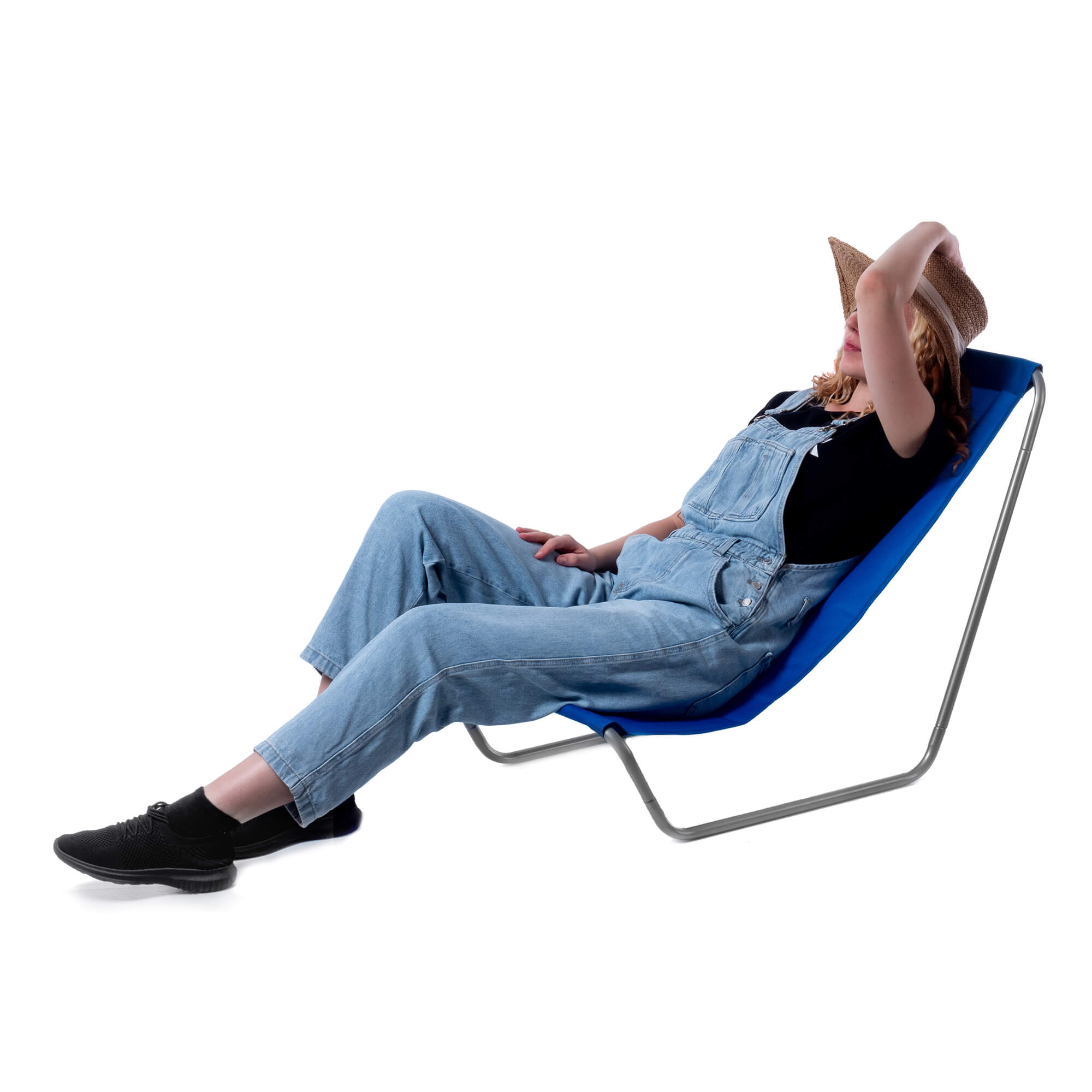 Składany leżak plażowy z pokrowcem Mill, niebieski