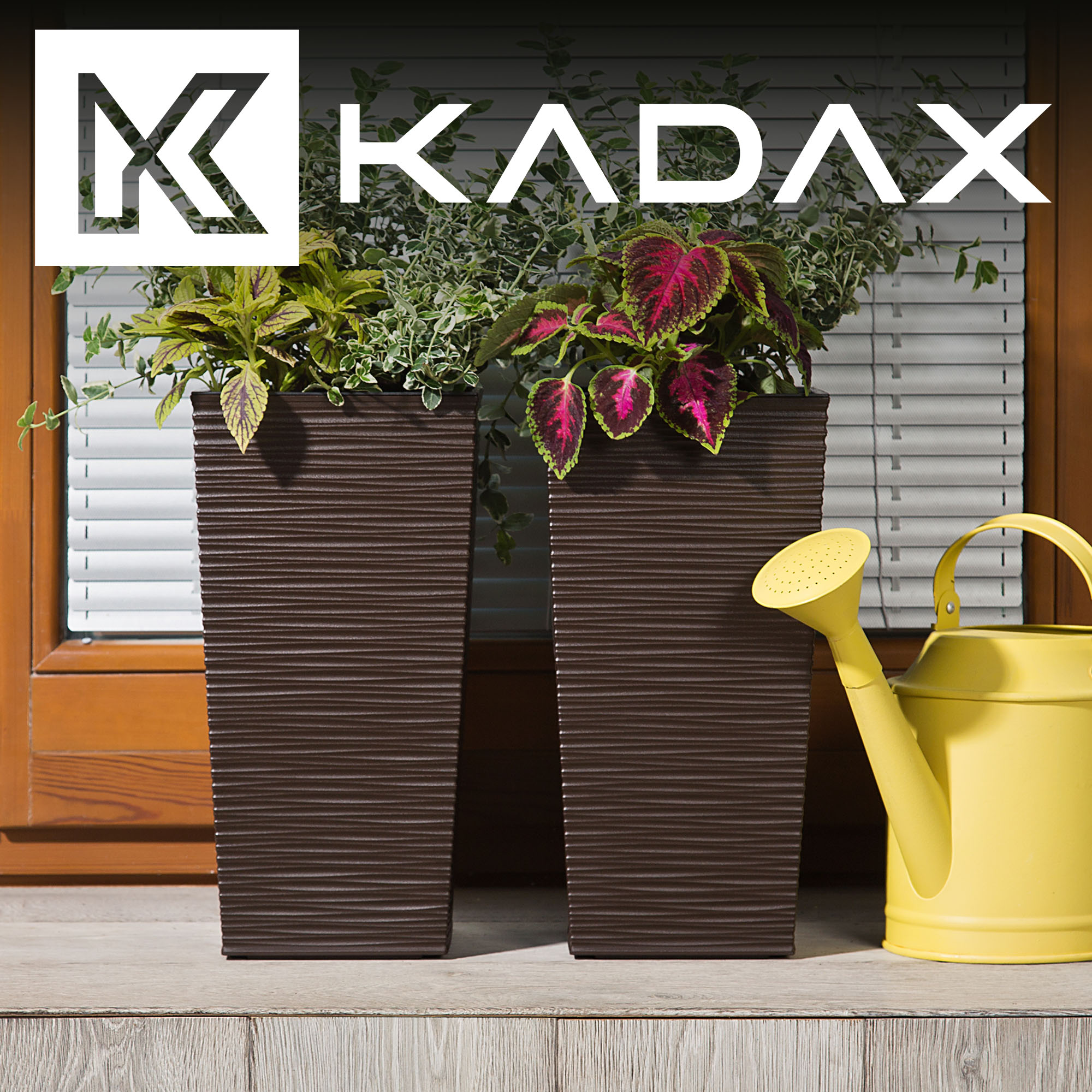 Donice na kwiaty z wkładem Tuluza dłuto 30 cm + 35 cm + 40 cm, mokka