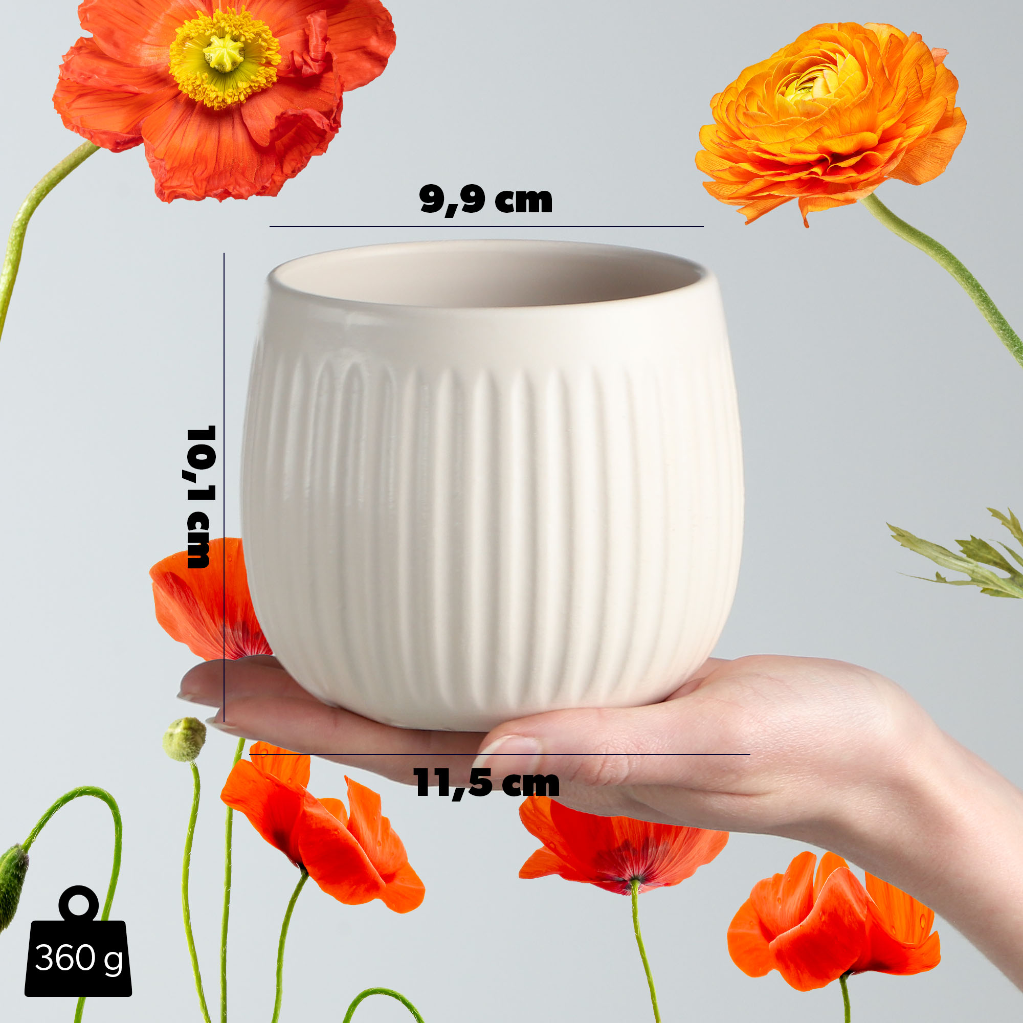 Osłonka ceramiczna Vario 12 cm, biała