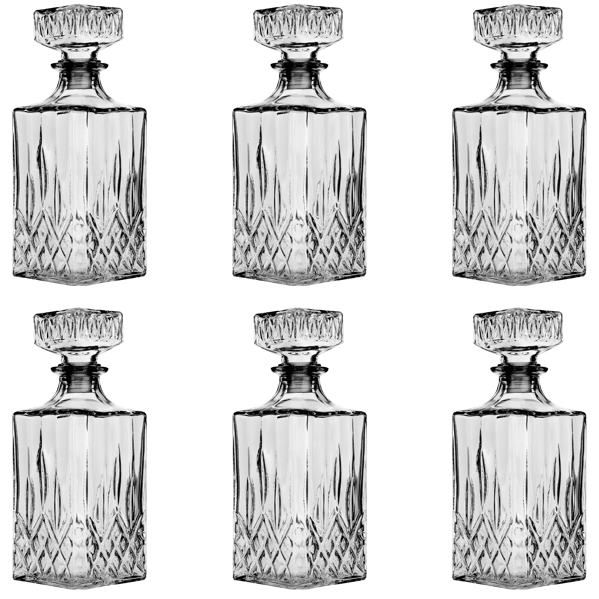 Karafka szklana Moutier na whisky z korkiem 0.85L 6szt