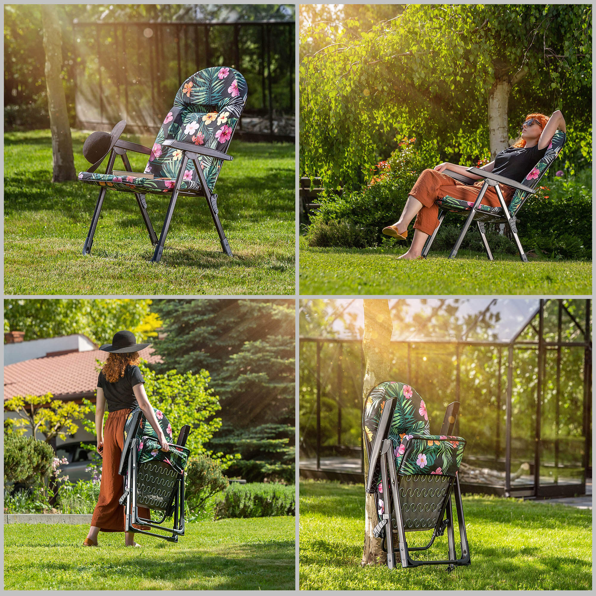 Leżak ogrodowy Soller 116 x 70 cm "Zielone kwiaty"