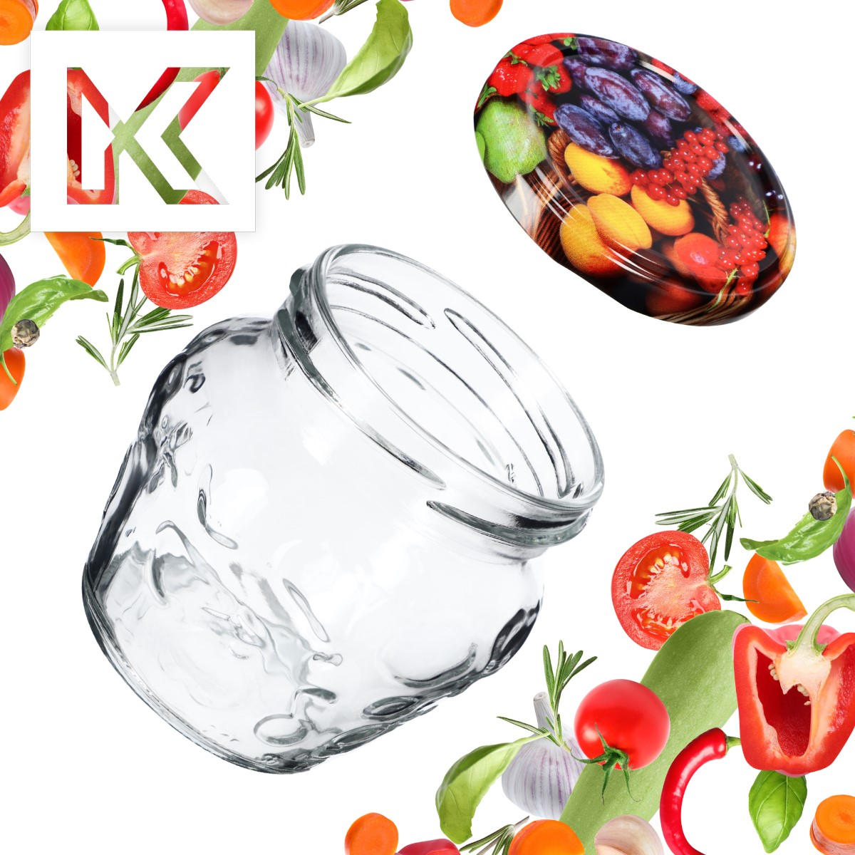 Słoiki Kemi 200ml 100szt 66mm + wieczka "Mix Owoców"