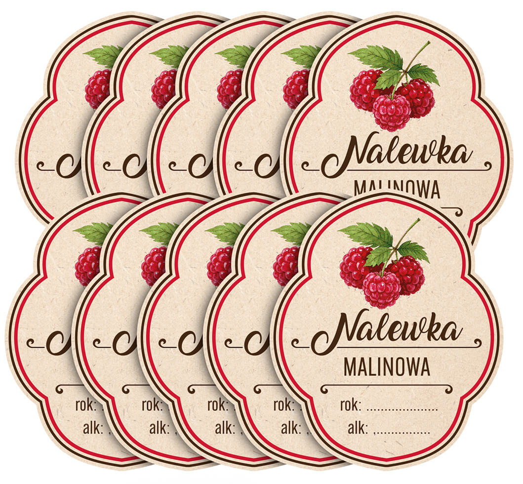 Etykiety na butelki Serre "Nalewka malinowa" 10 szt.