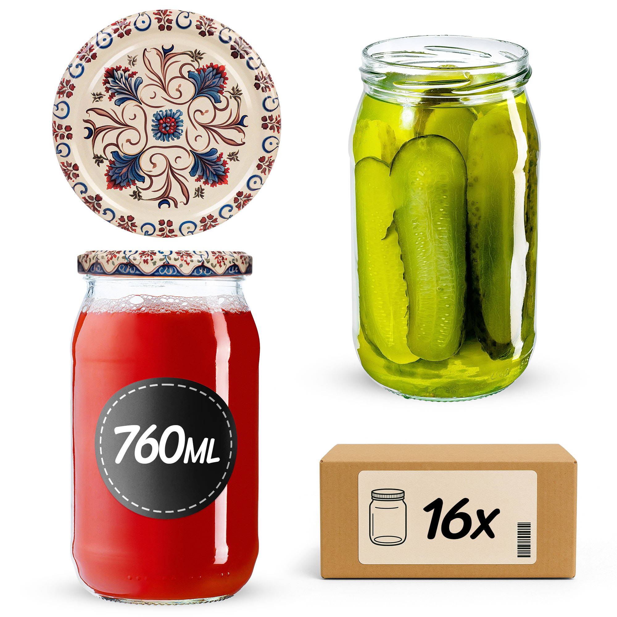Słoiki na przetwory Niva 760ml fi82mm 16szt + wieczko Ceramics 3
