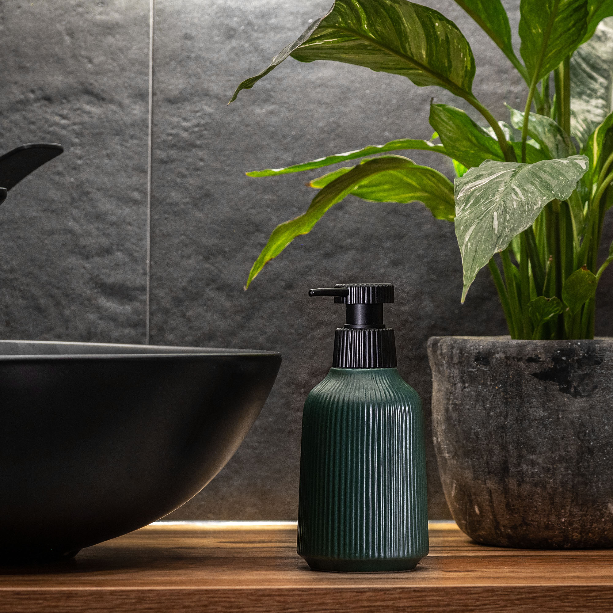 Zestaw łazienkowy Mataro szczotka do WC + dozownik na mydło, zielony