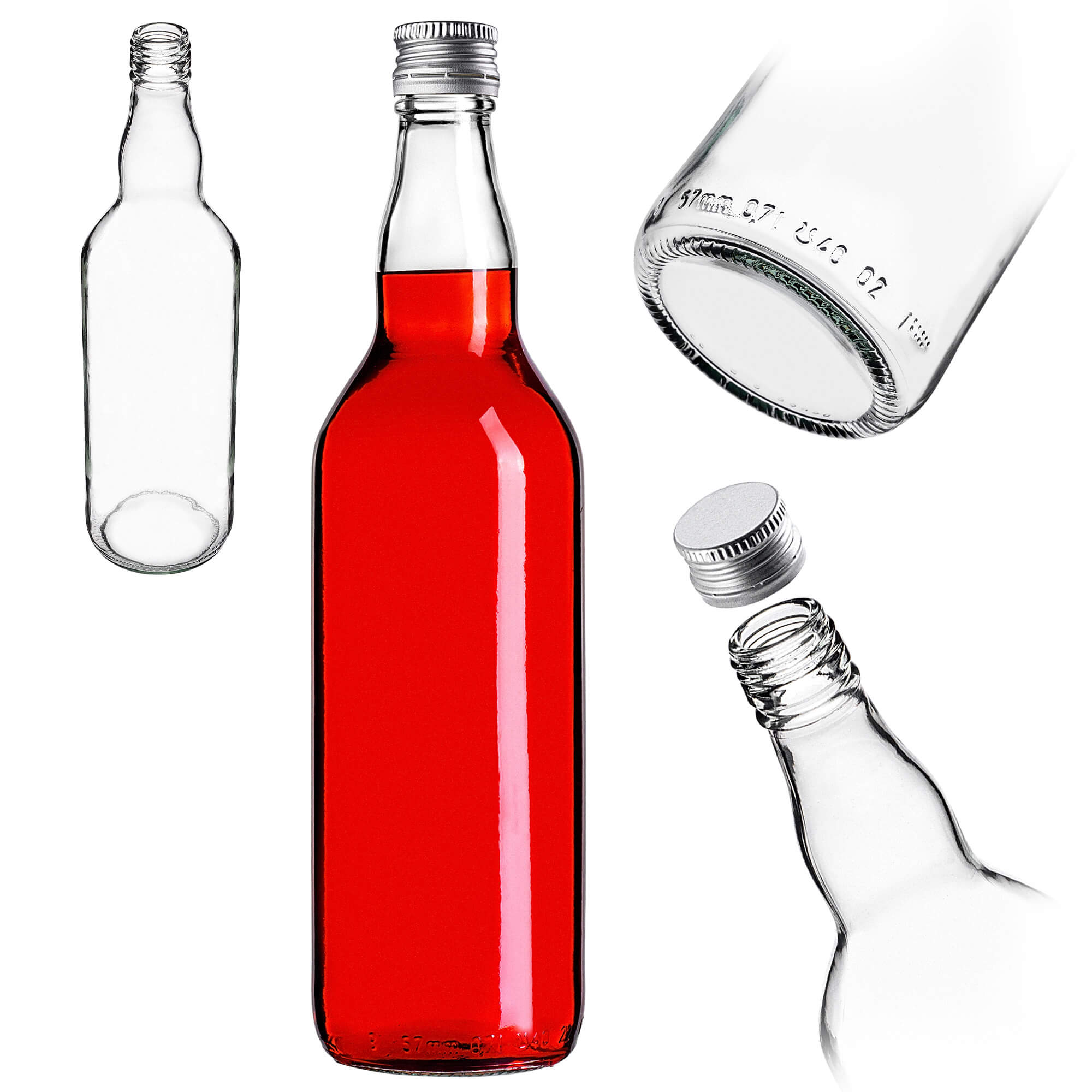 Szklana butelka Monopol 700ml z srebrną zakrętką 1 szt.