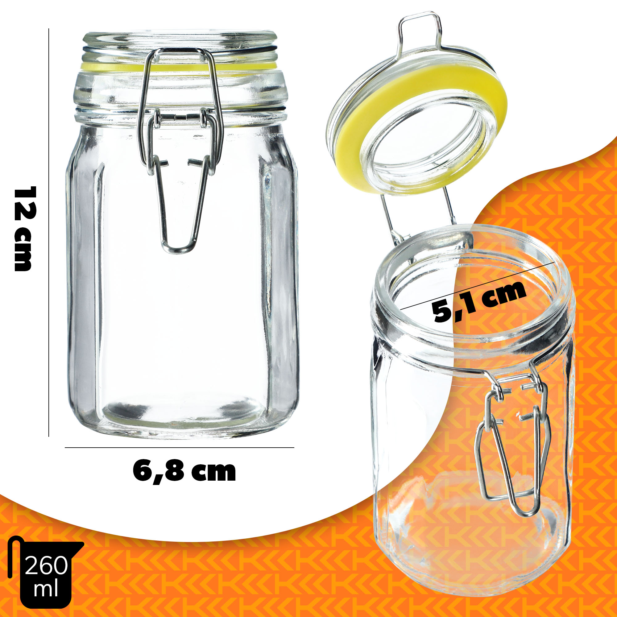 Zestaw słoików z klipsem Fabro 260 ml 3szt