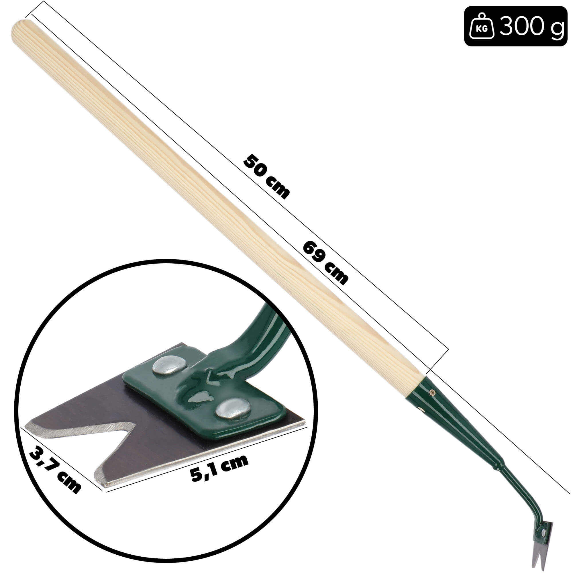 Wycinak do chwastów Balgau, metalowy 69 x 3 cm, zielony