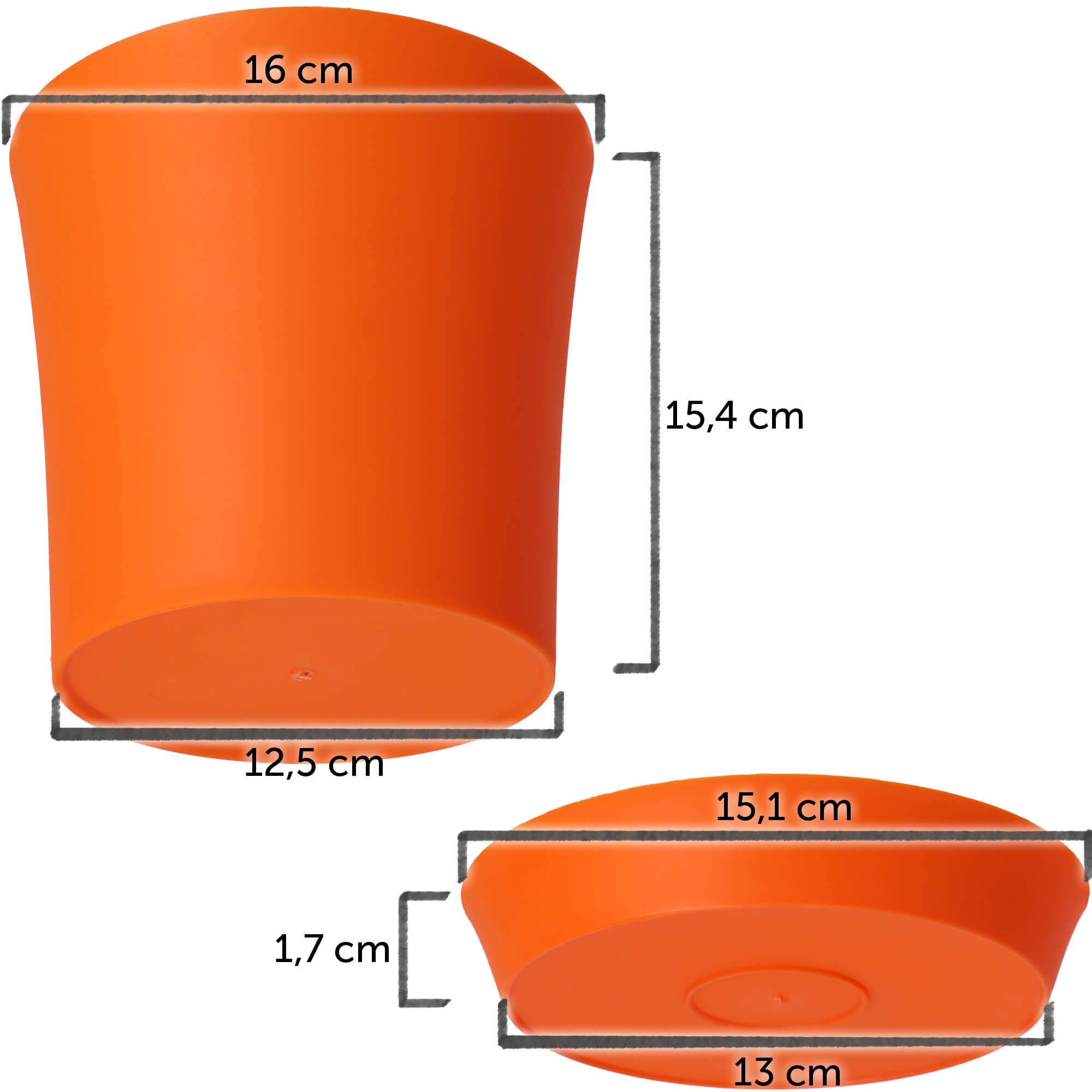 Doniczka na kwiaty Ersa 16 cm, pomarańczowa