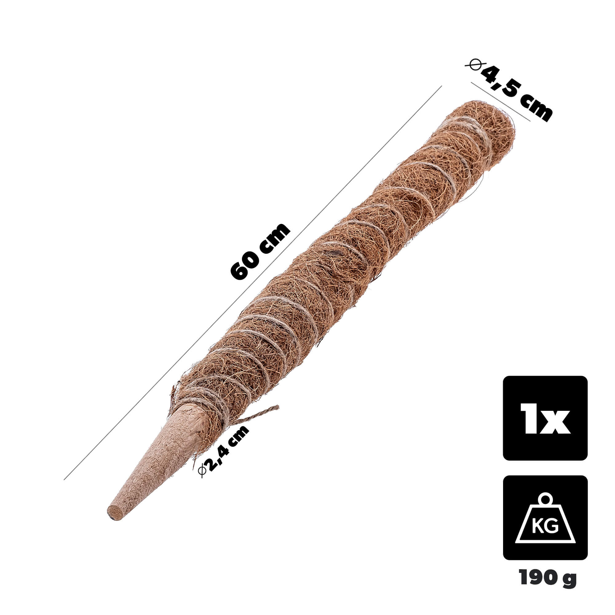 Tyczka do roślin kokosowa Cande 60 cm podpora doniczkowa 1 szt.