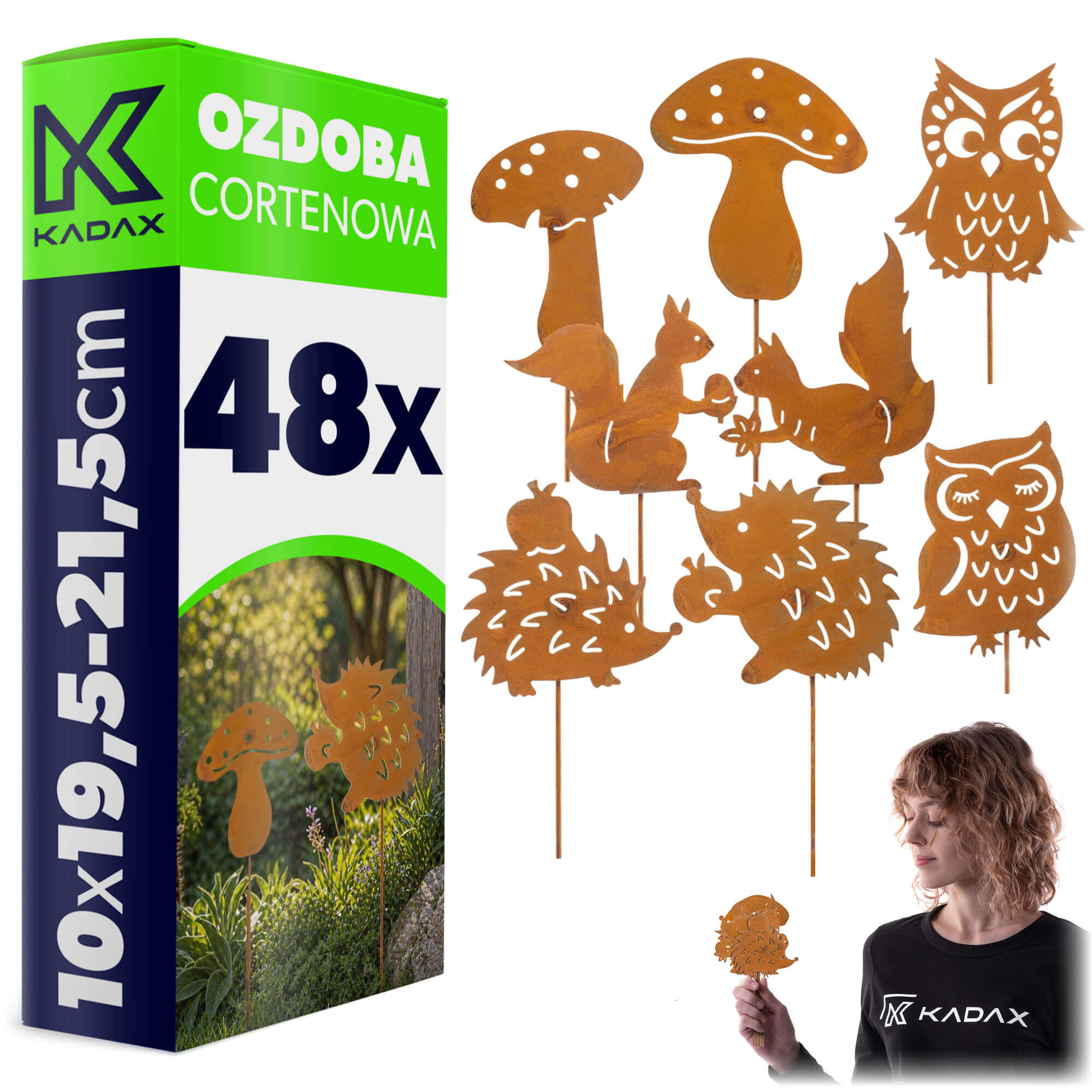 Ozdoba ogrodowa ze stali corten Laborde las 10 x 19.5-21.5 cm 48 szt.