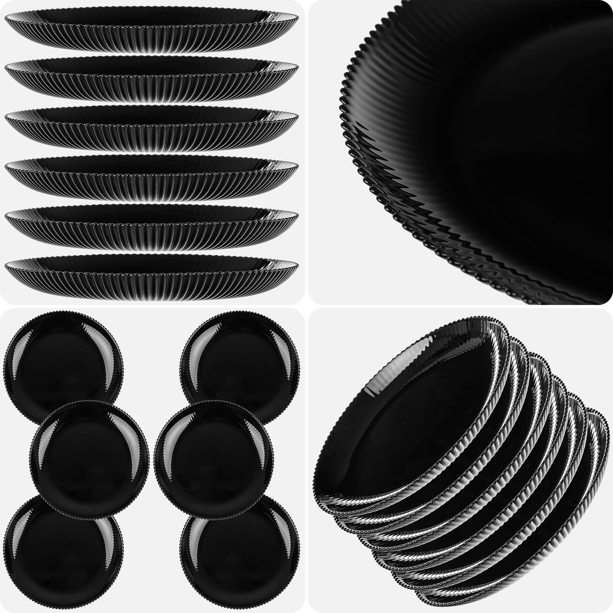 Talerz deserowy Regno 19 cm czarny 6 szt.