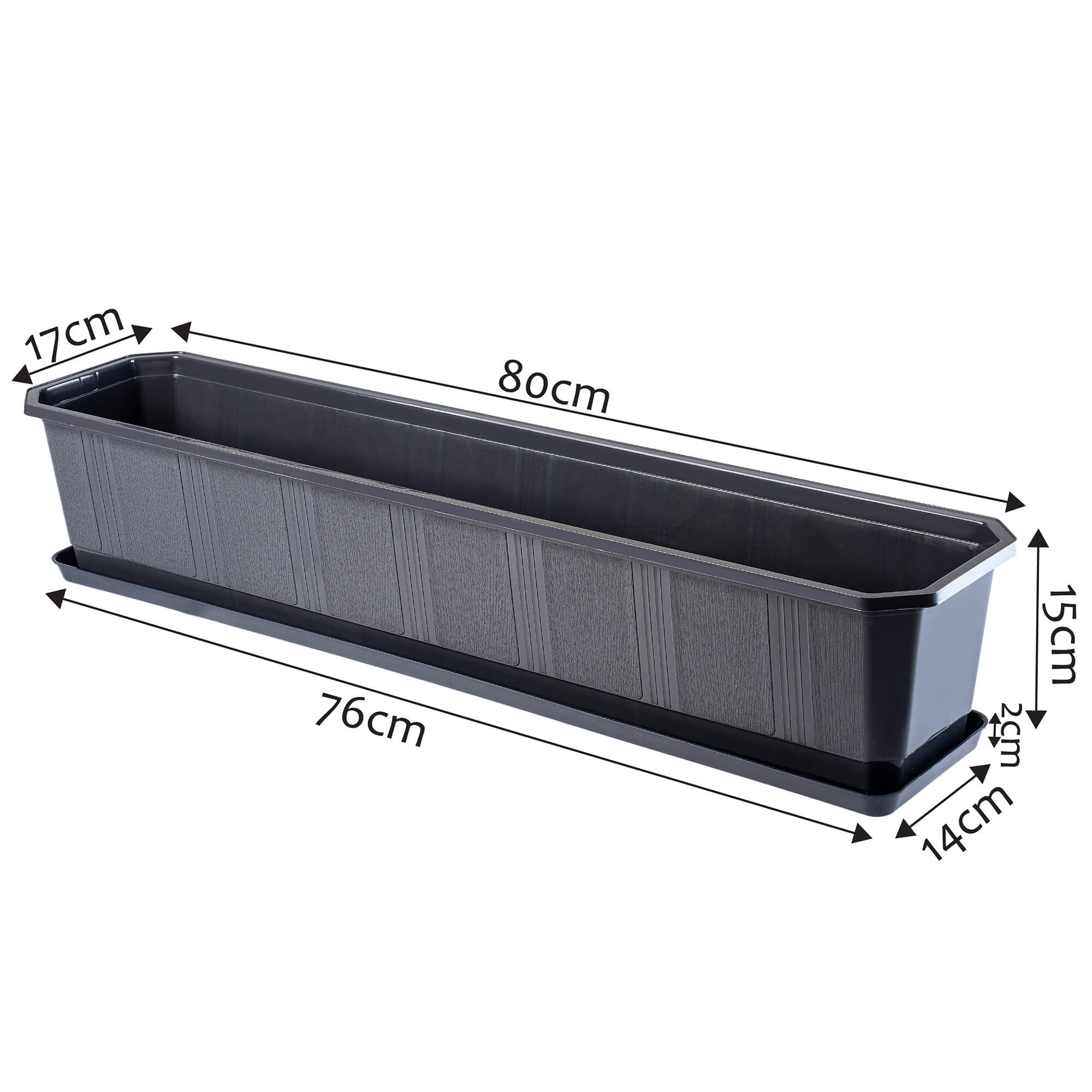 Doniczka balkonowa na kwiaty Trani 80 cm, grafit