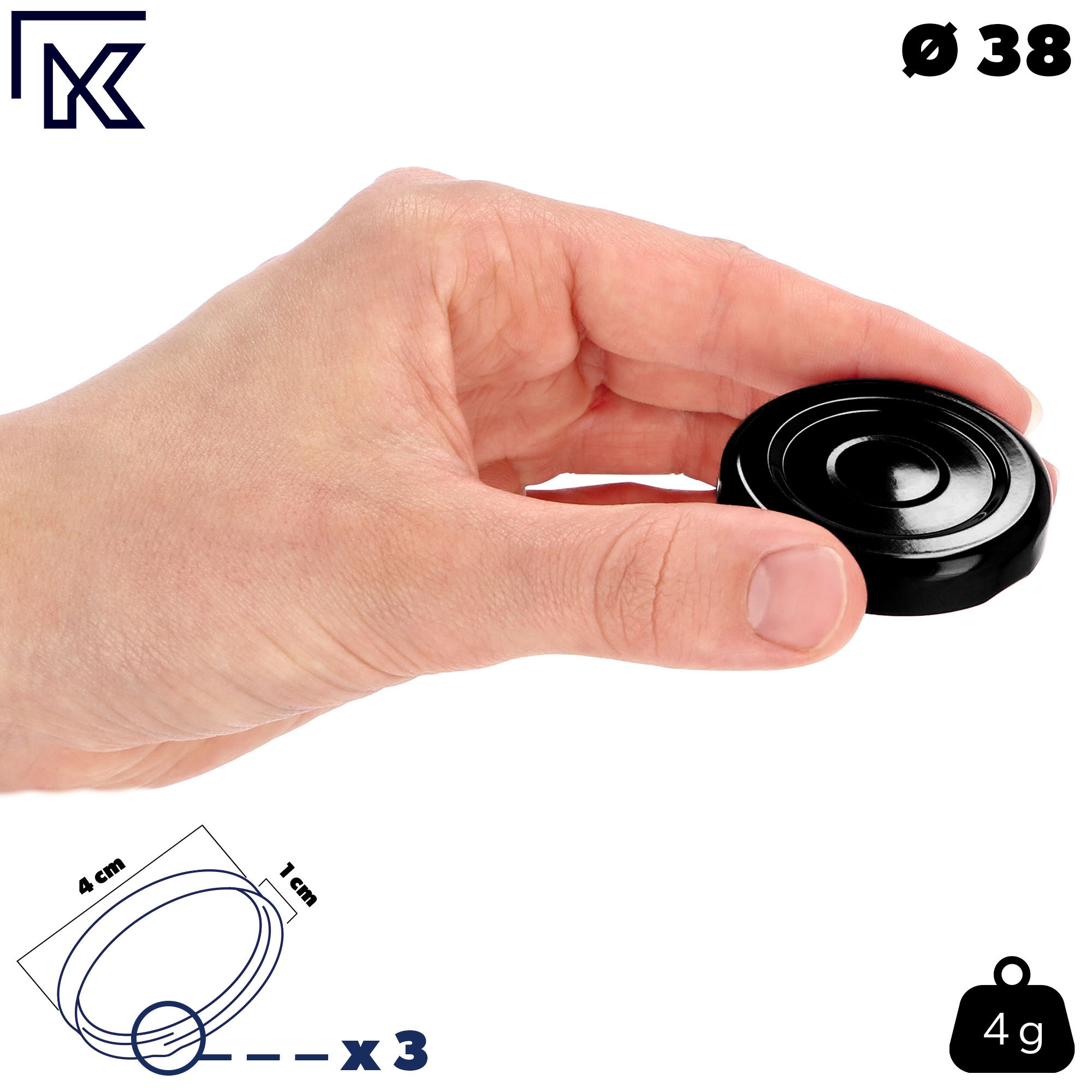 Metalowe wieczka do słoików i butelek 100szt fi 38mm czarne