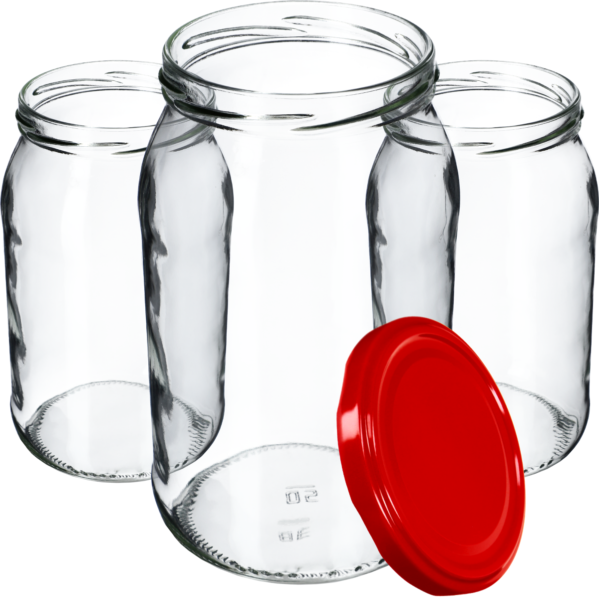 Słoiki na przetwory Simo 900ml 24szt 82mm + wieczka czerwone