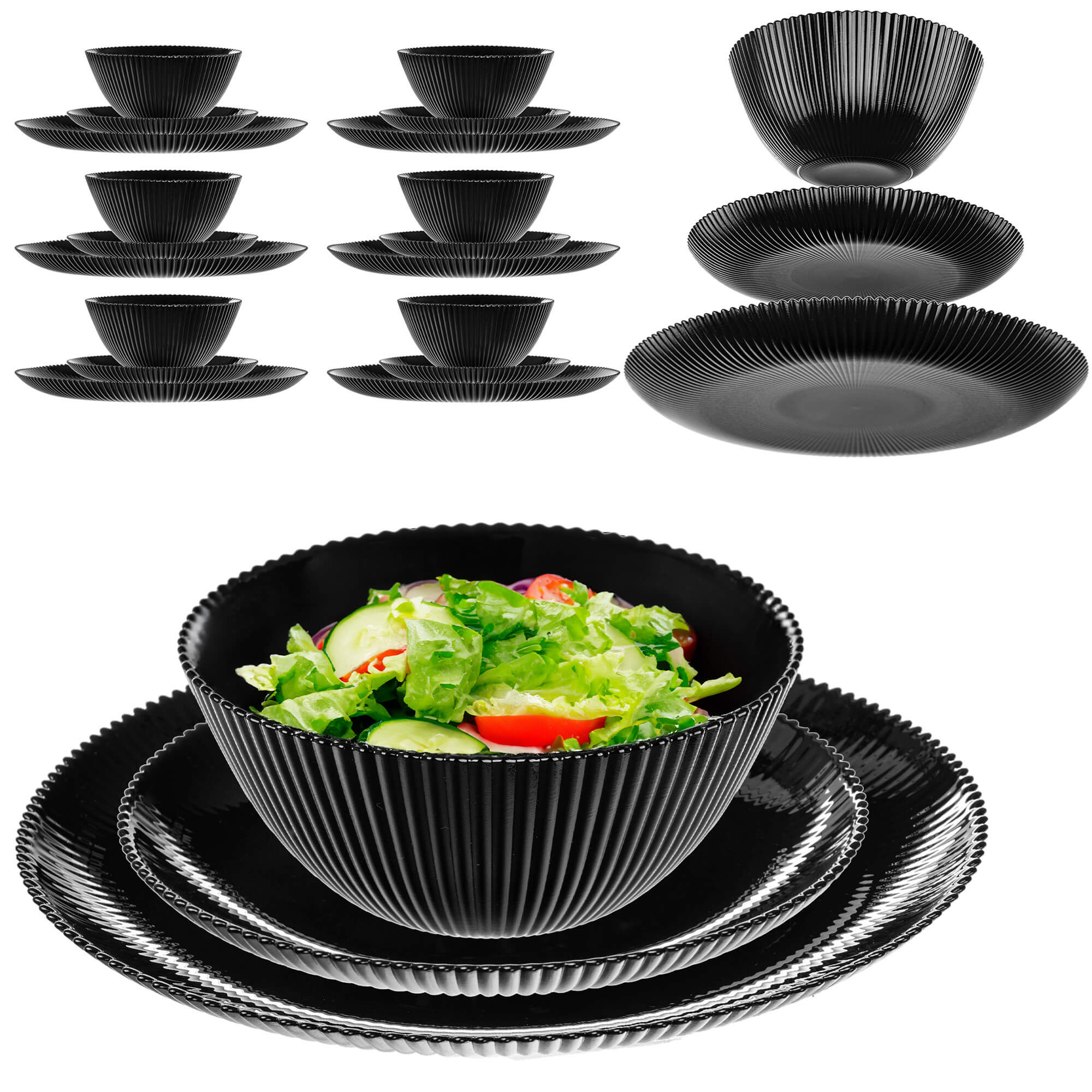 Zestaw obiadowy Regno czarny 6 kompletów