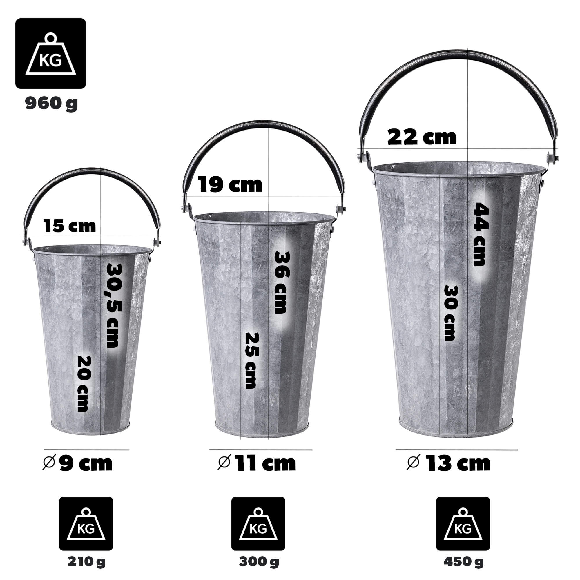 Zestaw donic stalowych Noize 13 cm + 16 cm + 20 cm