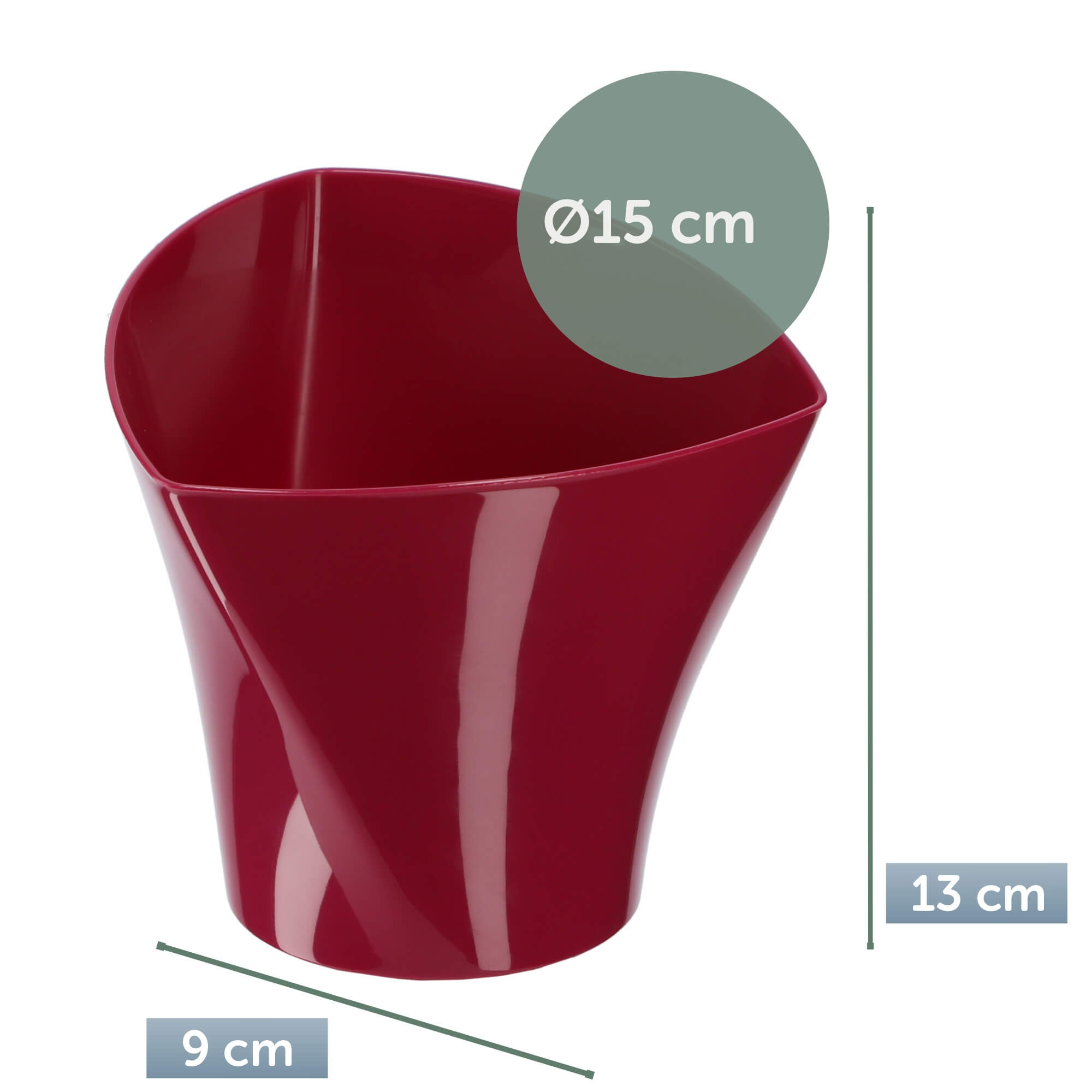 Doniczka na kwiaty Sisco 15 cm, amarantowa