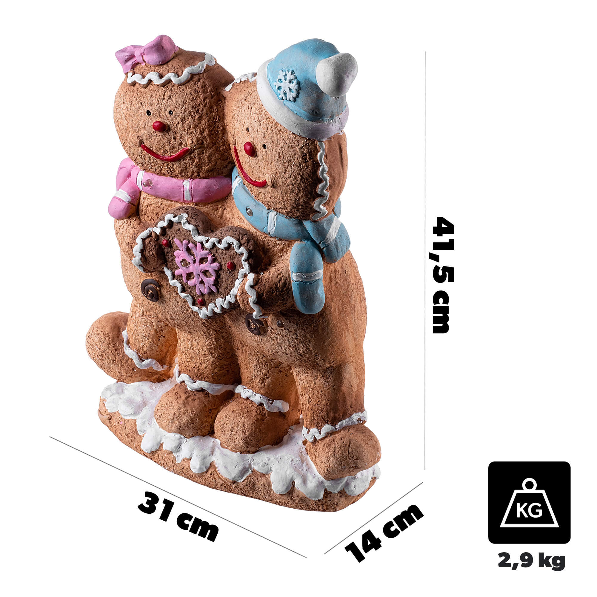 Figurka bożonarodzeniowa LED Aliud chłopiec i dziewczynka piernik