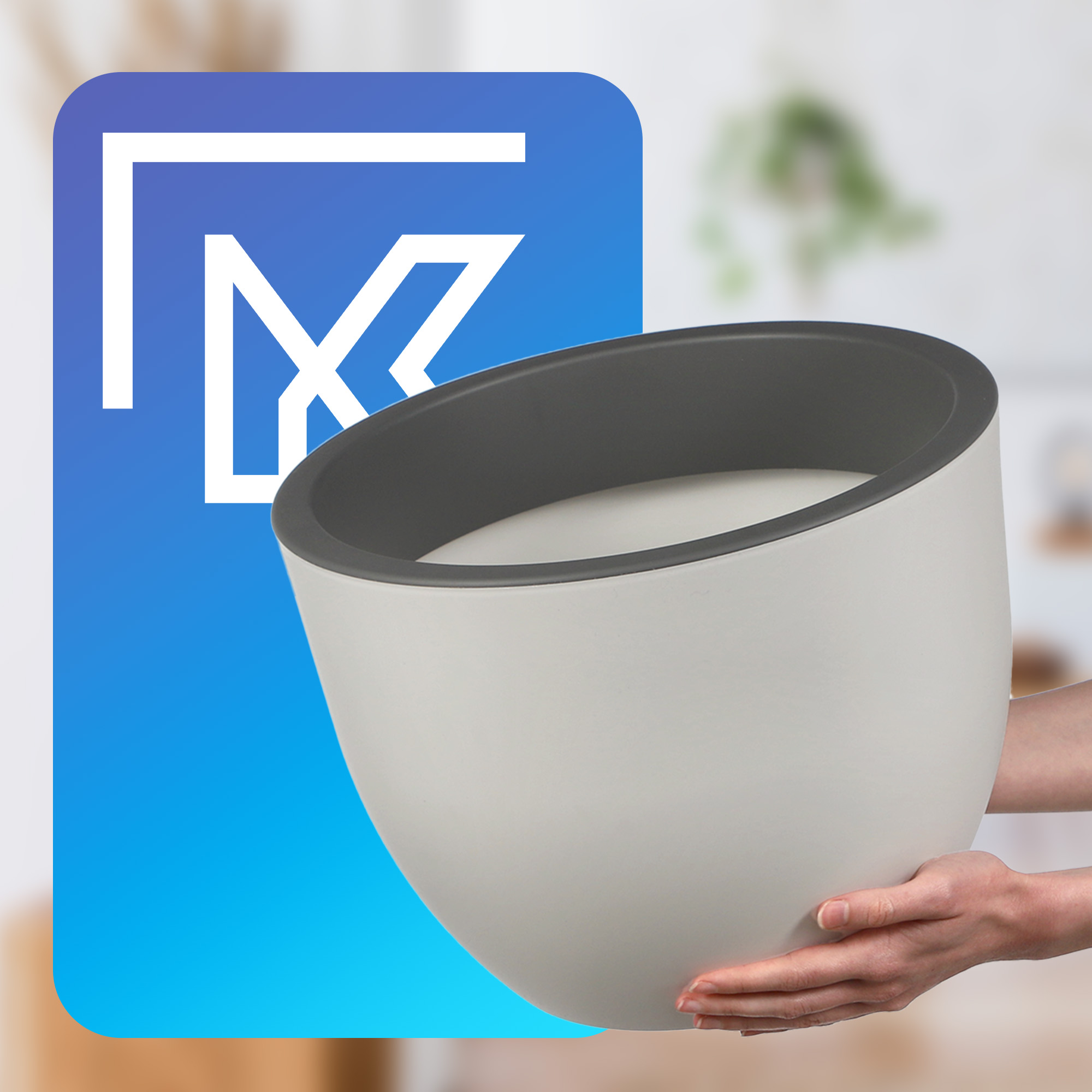 Doniczka okrągła Rafat 35 m, biały + beton