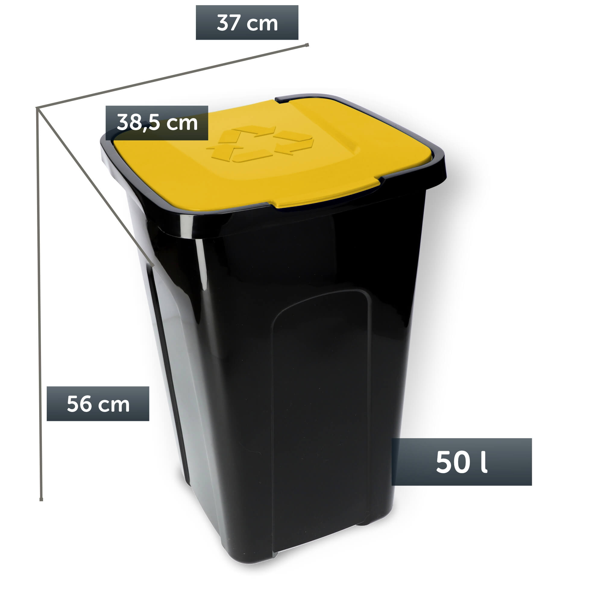 Kosze do segregacji śmieci Tuna 4x50L żółty, niebieski, zielony i brązowy