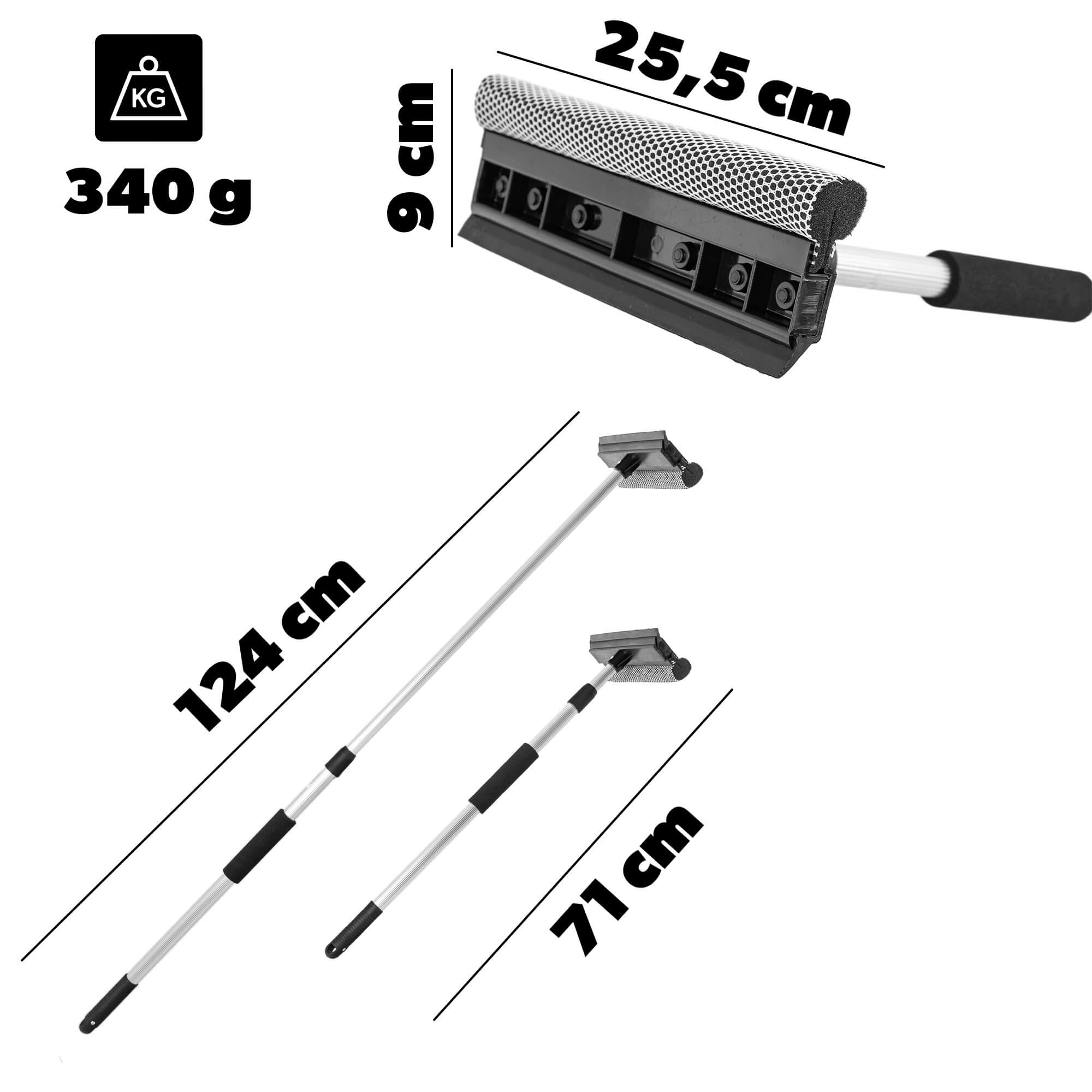 Ściągaczka teleskopowa z gąbką do mycia szyb Ranes 70-125 x 25 cm
