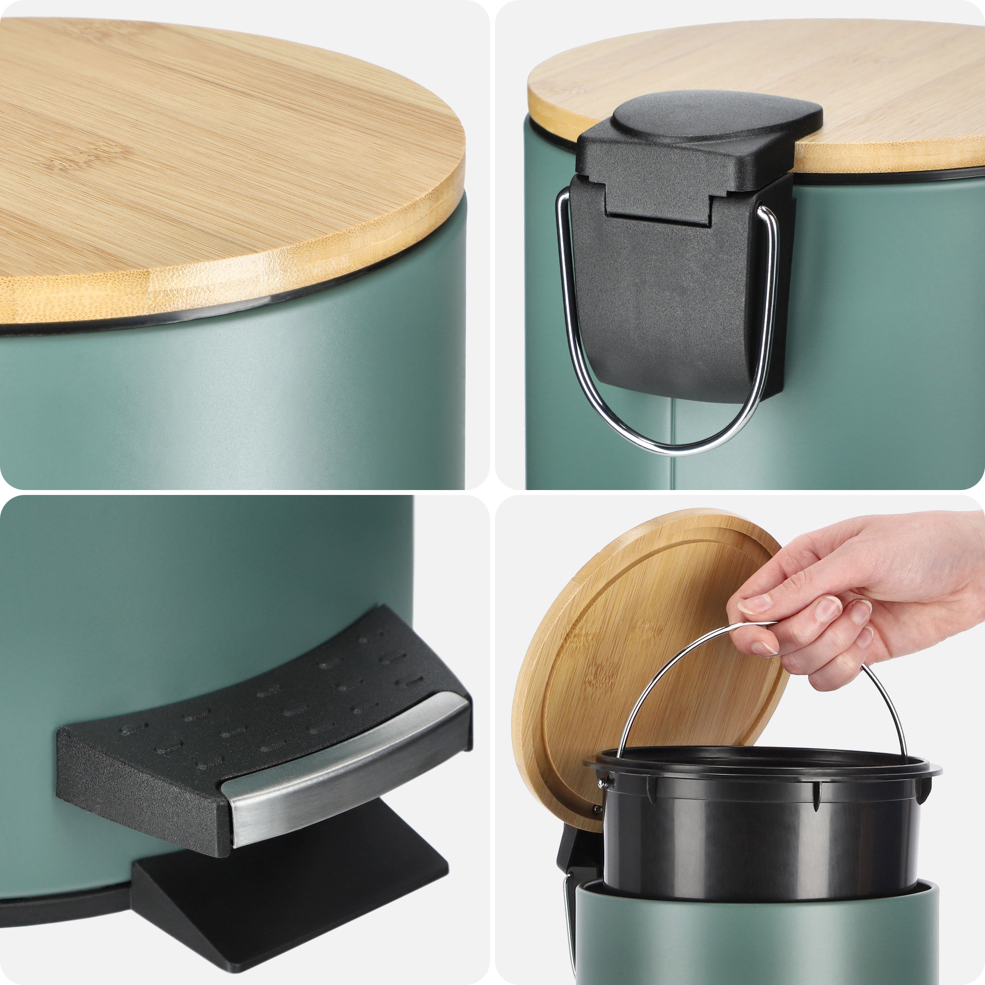 Kosz łazienkowy Linter zielony, 3L