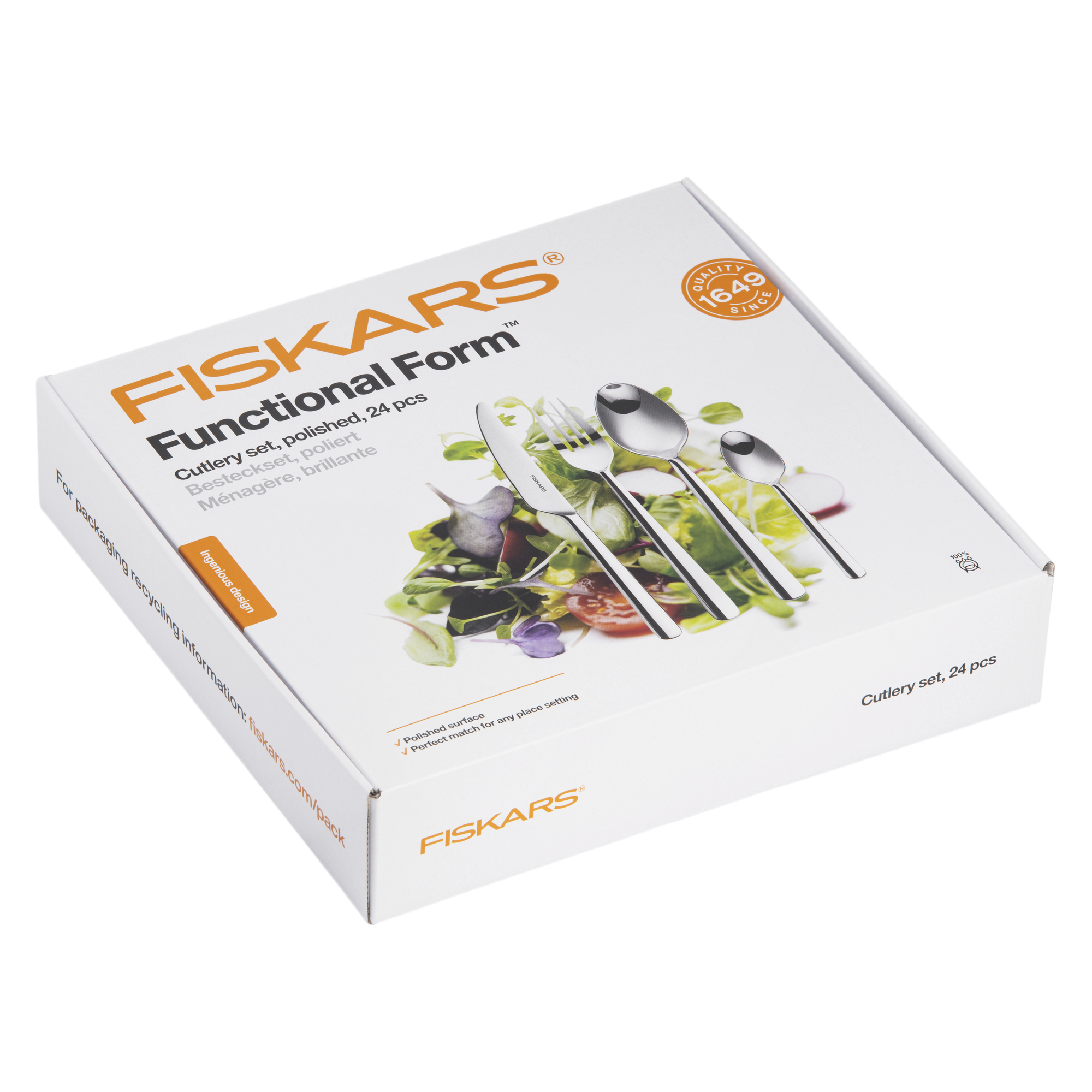 Fiskars 1071623 FF Zestaw sztućców, błyszczący, 24 szt.