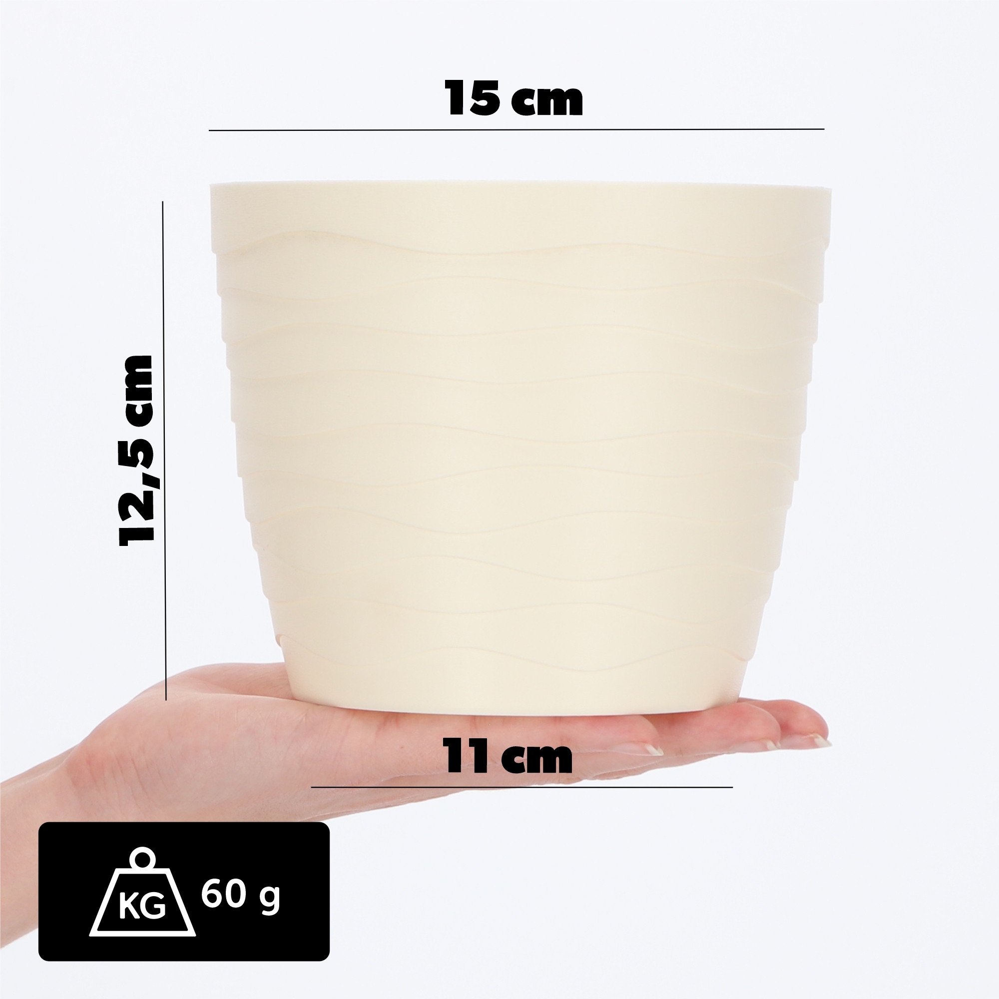 Doniczka okrągła Ufra 15 cm, ekri