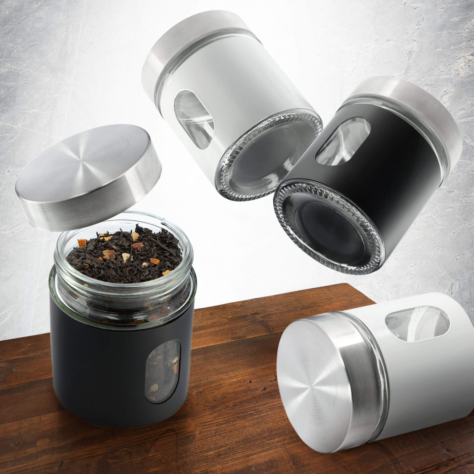 Pojemniki kuchenne Loano 320 ml, czarny + biały, 2 szt.