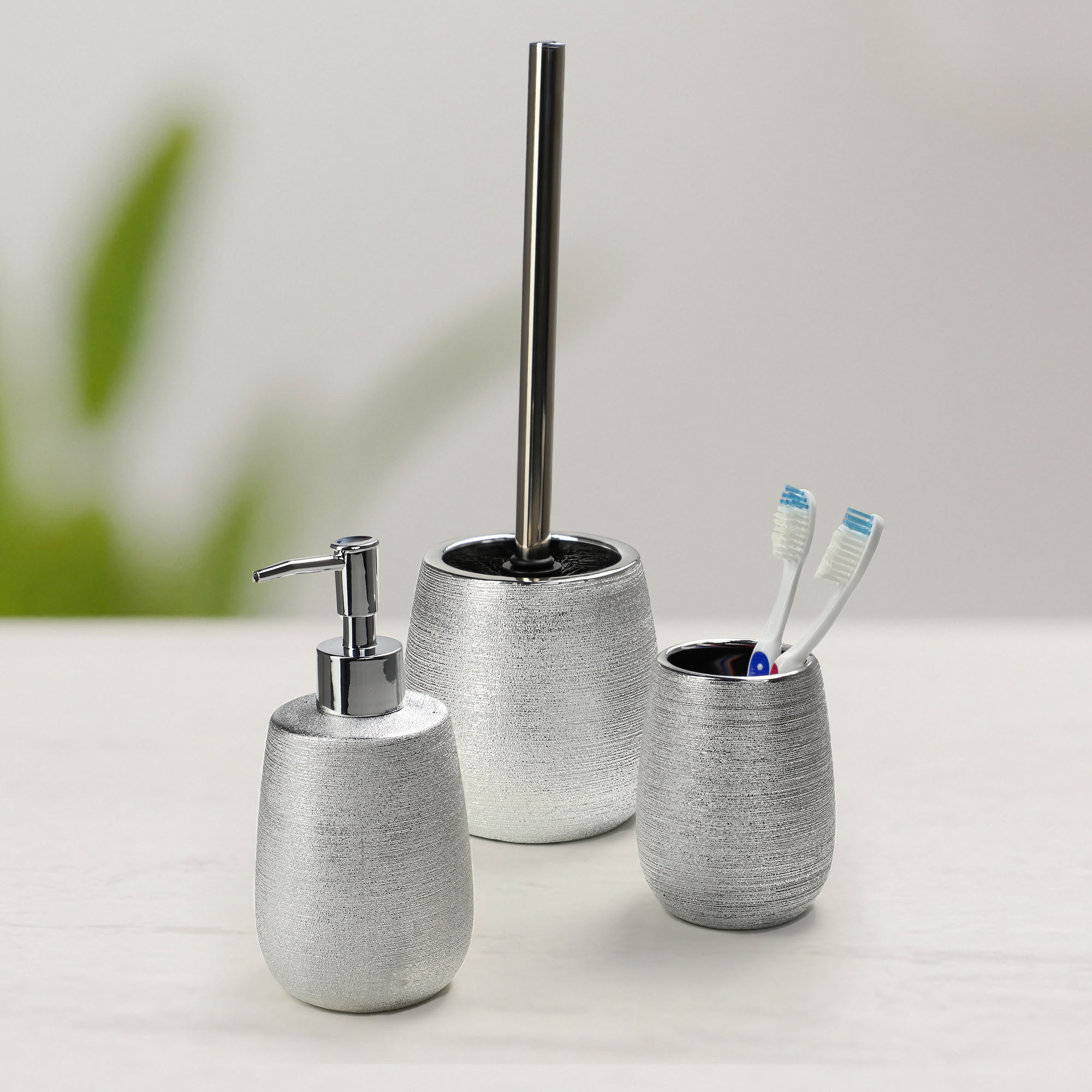 Zestaw łazienkowy Bari dozownik + kubek łazienkowy+ szczotka Wc