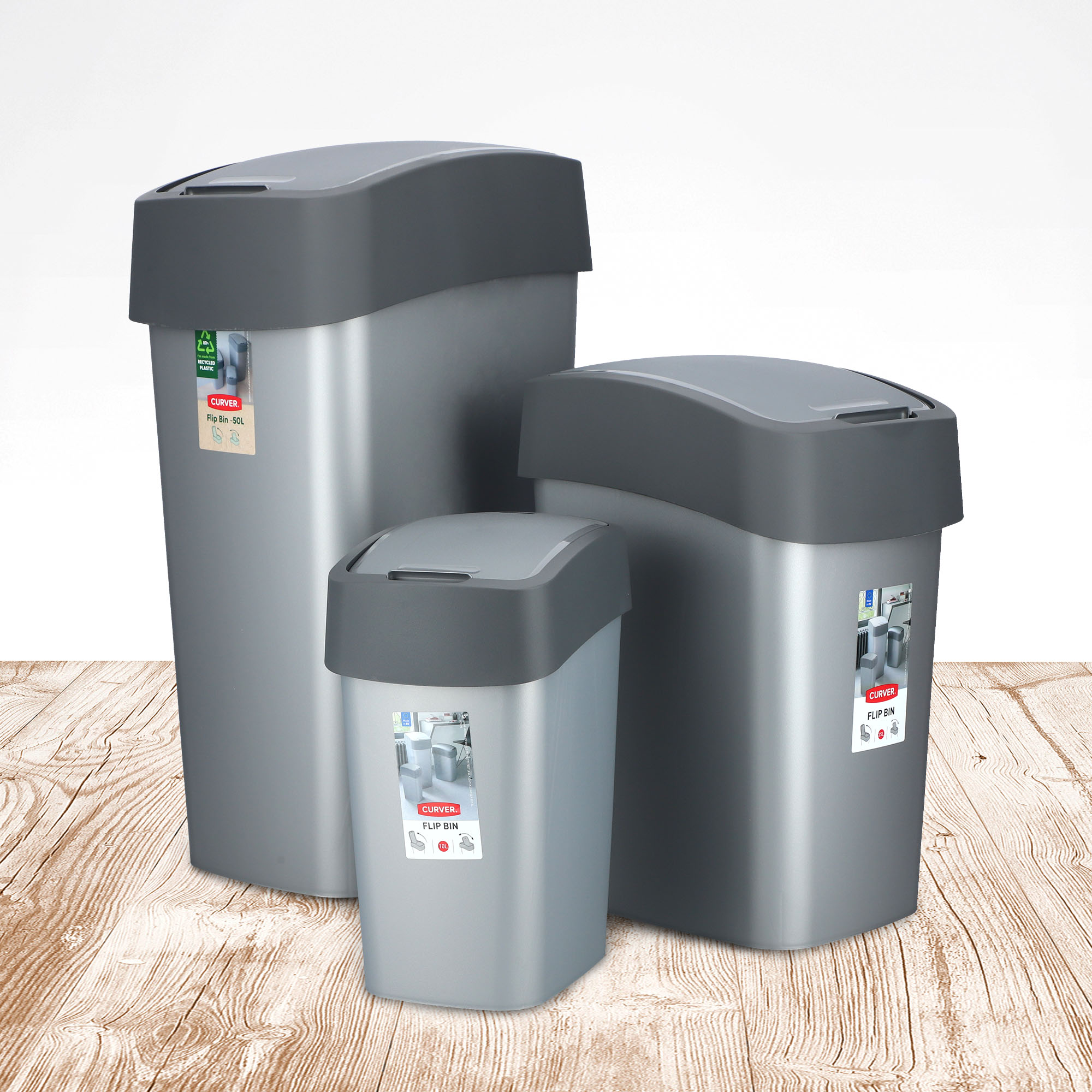 Kosz na śmieci Curver Flip Bin 25L, grafitowy