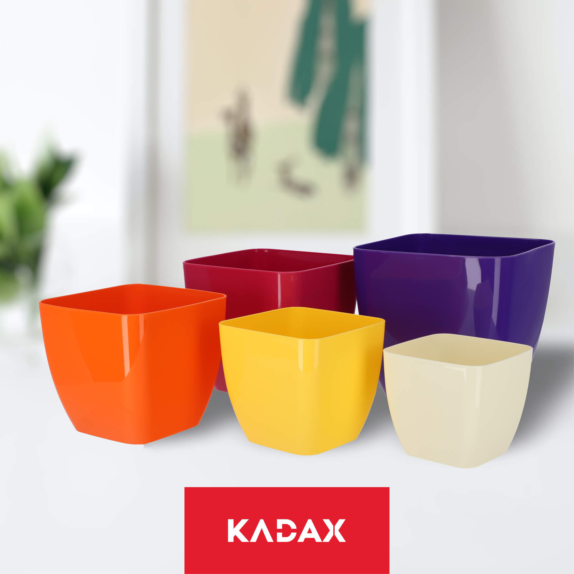 Doniczka kwadratowa Borgo 12 cm, kremowa