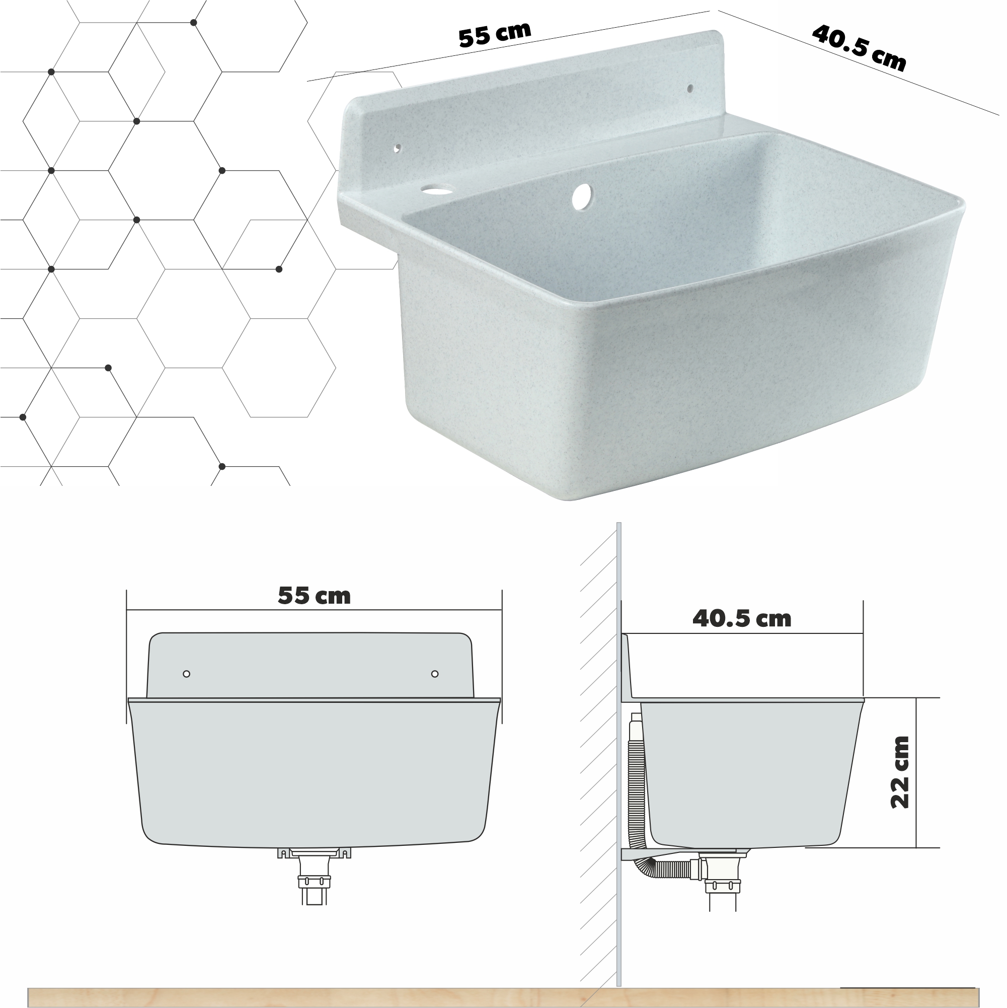 Zlew gospodarzy Gospo XXL, biały z baterią stojącą