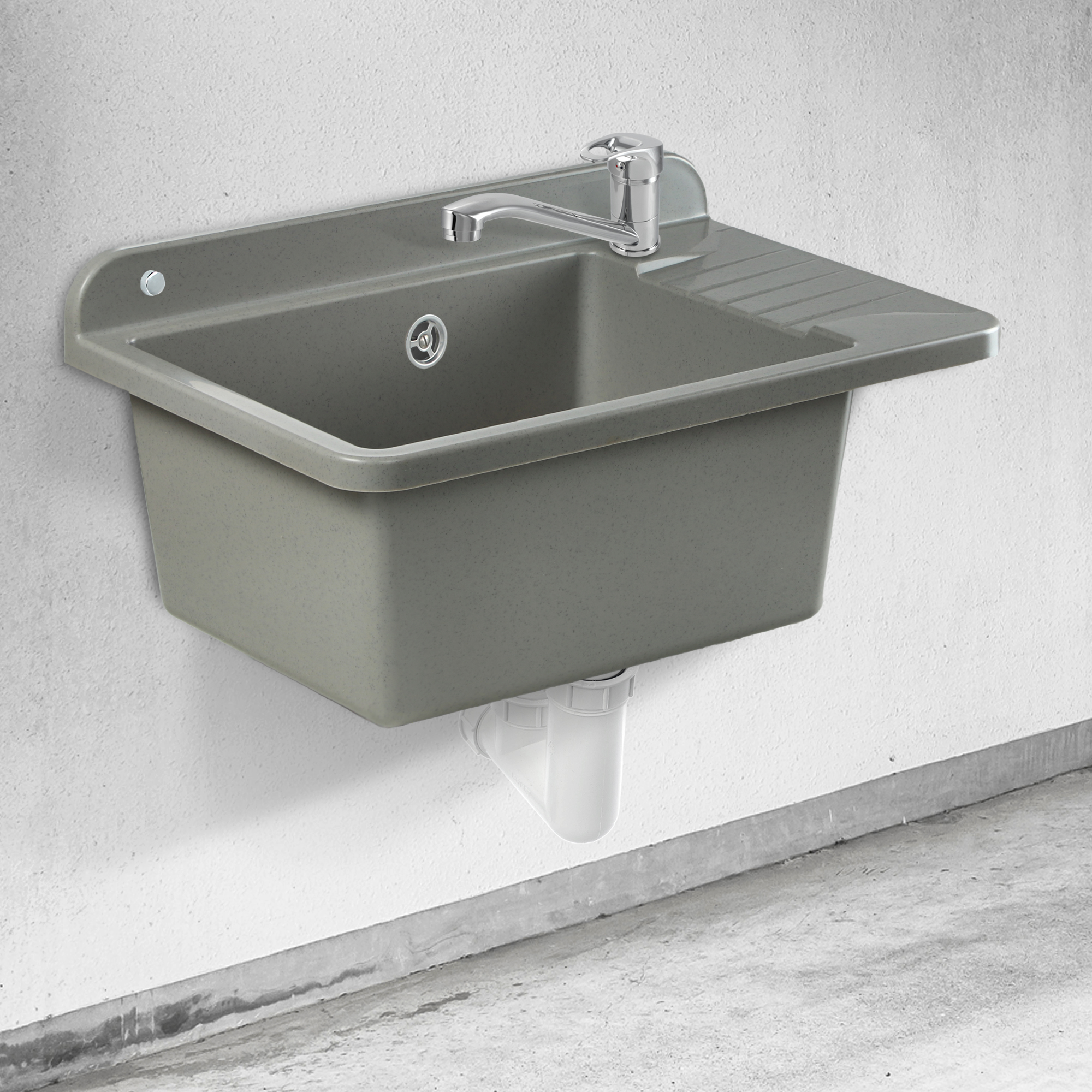 Zlew gospodarczy z baterią obrotową Gospo, grafit