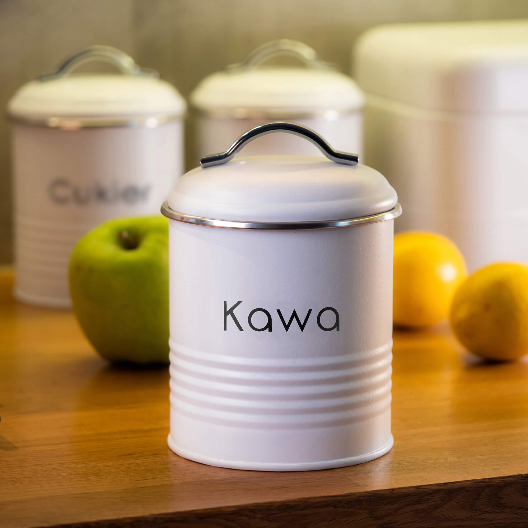 Zestaw pojemników Tufo na chleb, kawę, herbatę i cukier, biały