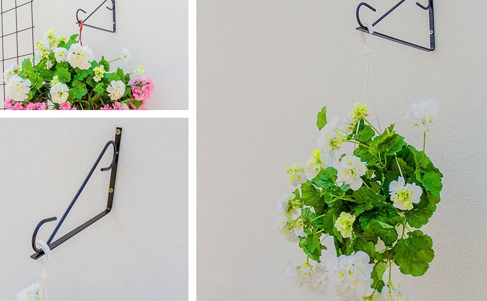 Uchwyt ścienny na doniczki 31 x 20 cm, czarny