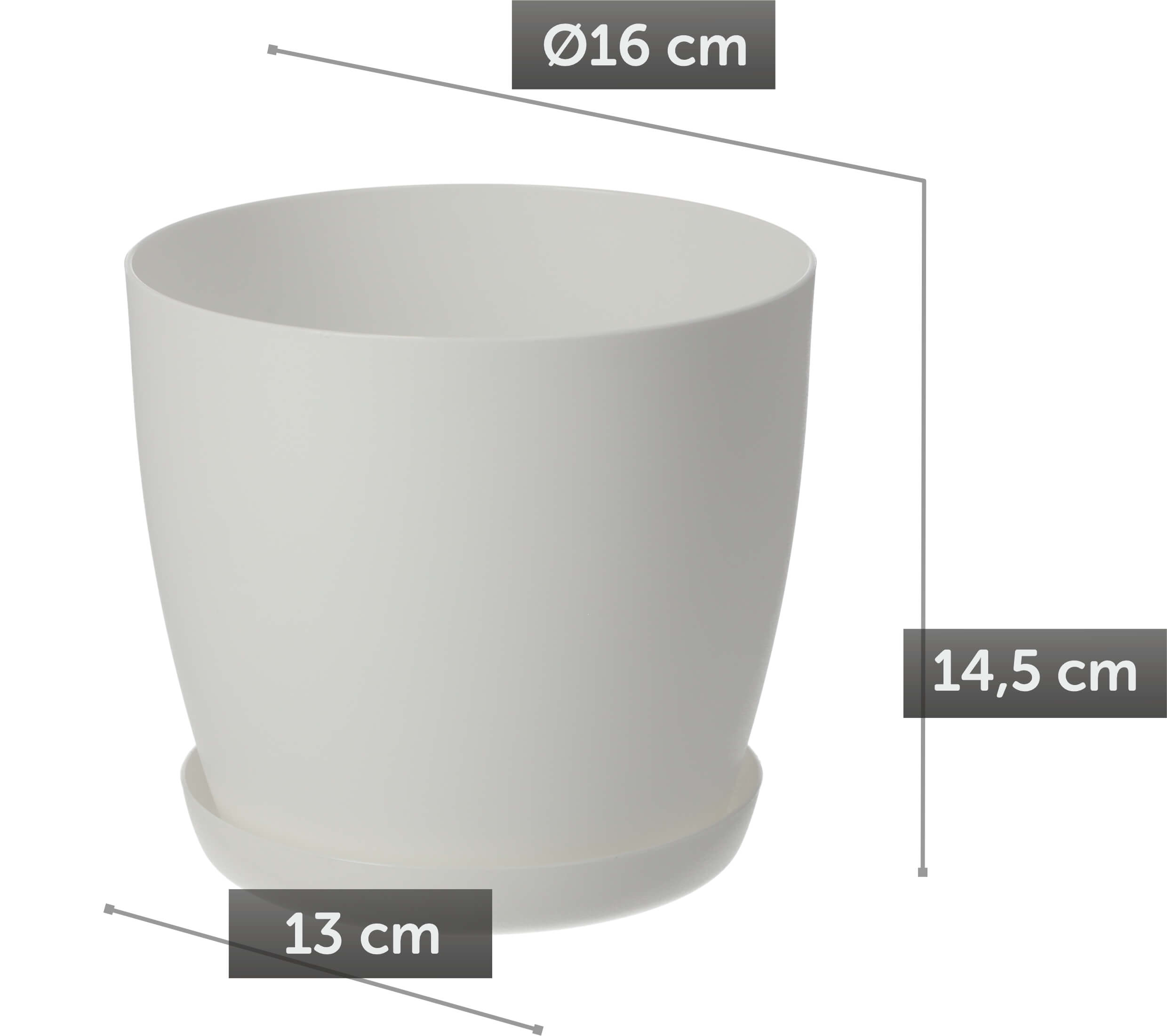 Doniczka Agen z podstawką 16 cm, matowa biała