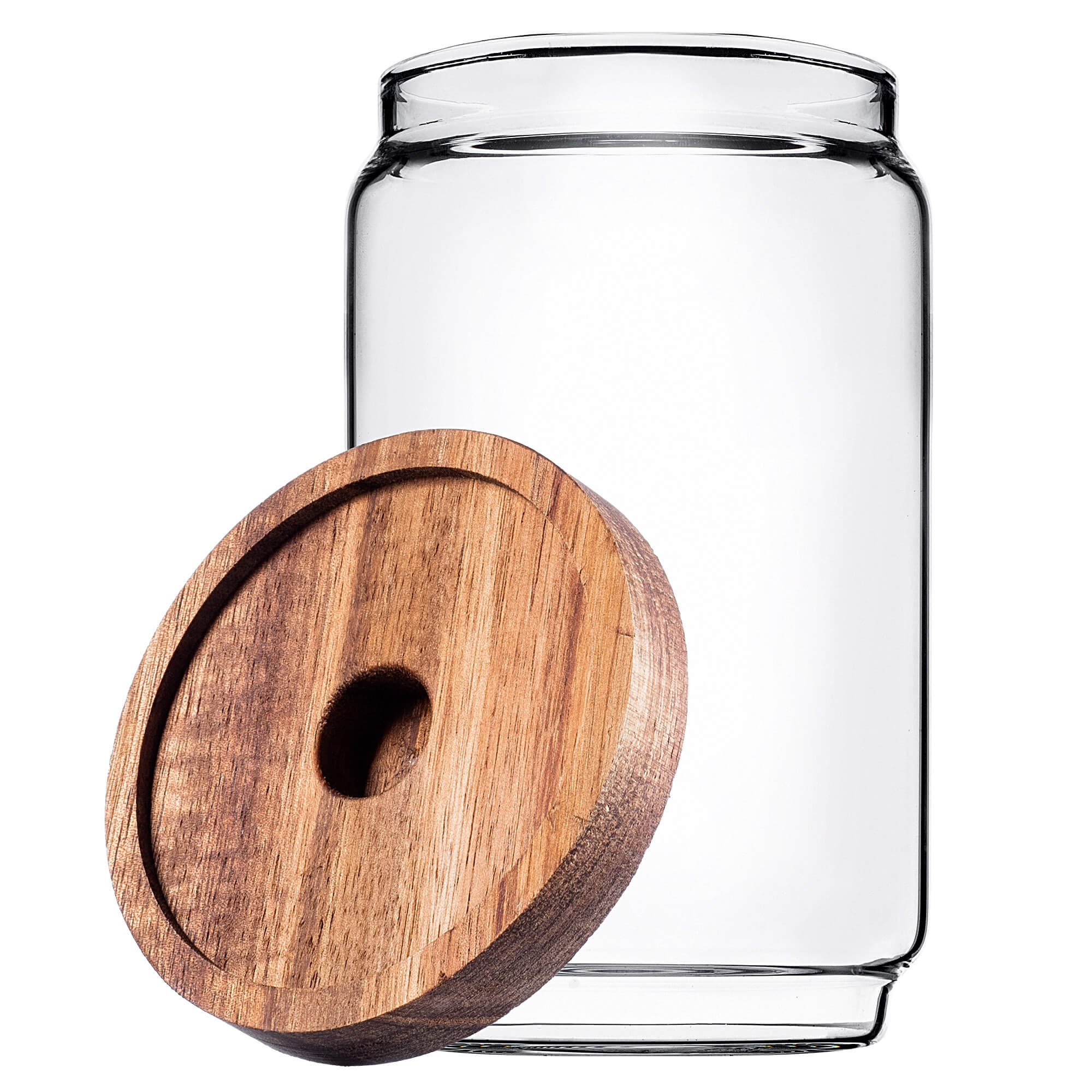 Zestaw pojemników szklanych na żywność Rucce z drewnianą pokrywką 250ml+450ml+750ml+950ml+1550ml