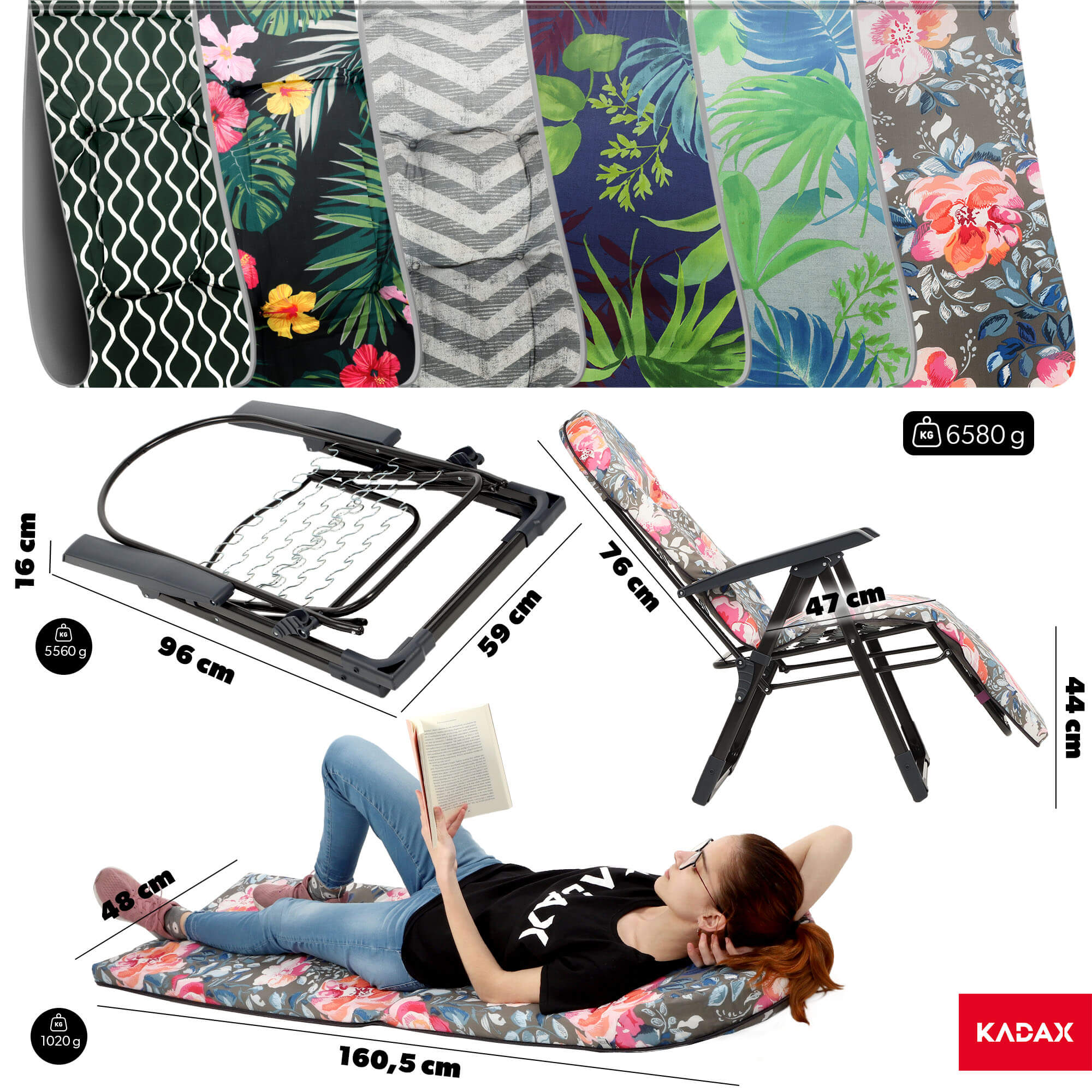 Leżak ogrodowy Soller Plus 150 x 68 cm "Kwiaty"