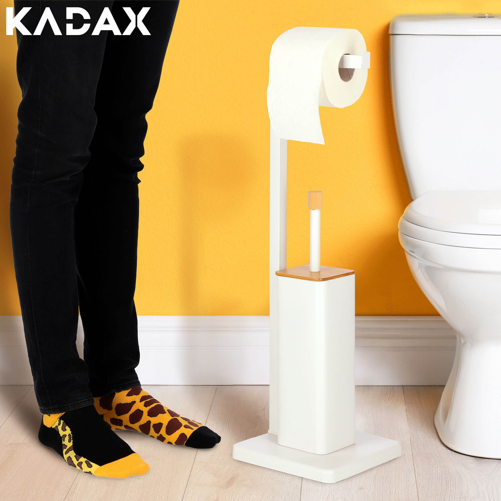 Zestaw łazienkowy Tapio stojak na papier toaletowy + szczotka do WC, biały