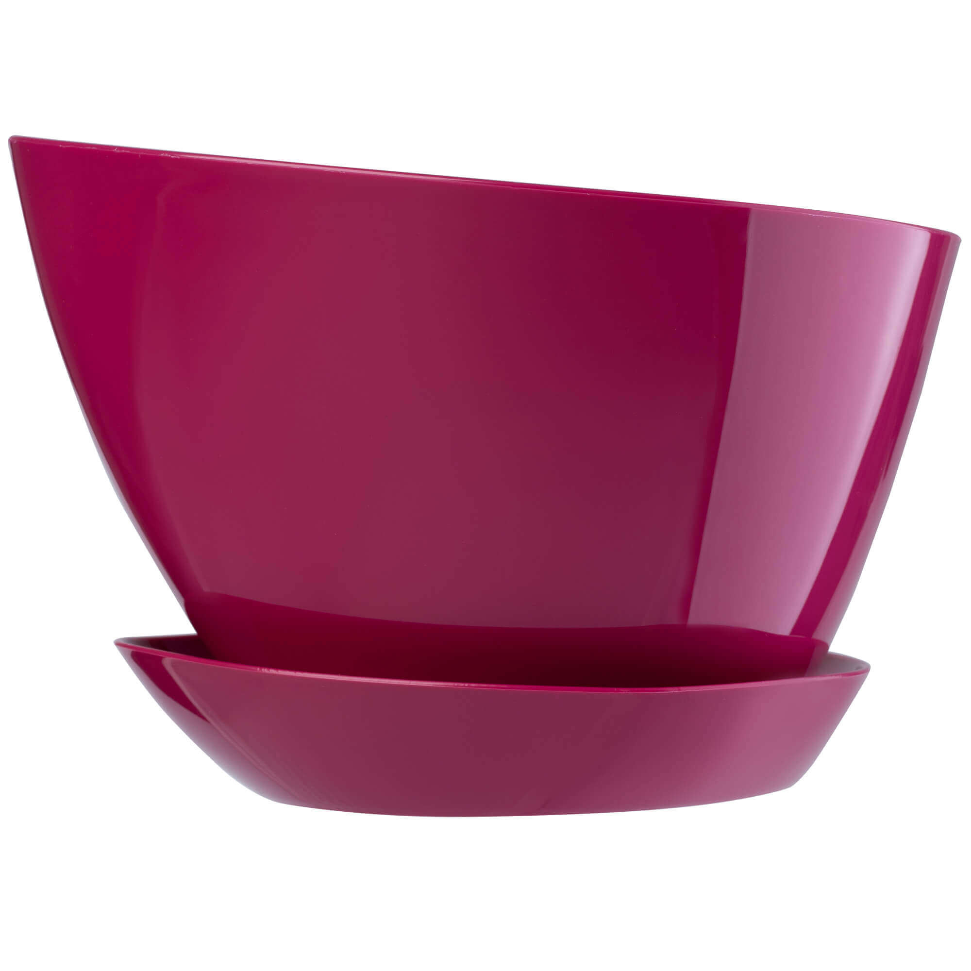 Doniczka trójkątna z podstawką 18 x 12 cm, amarantowa