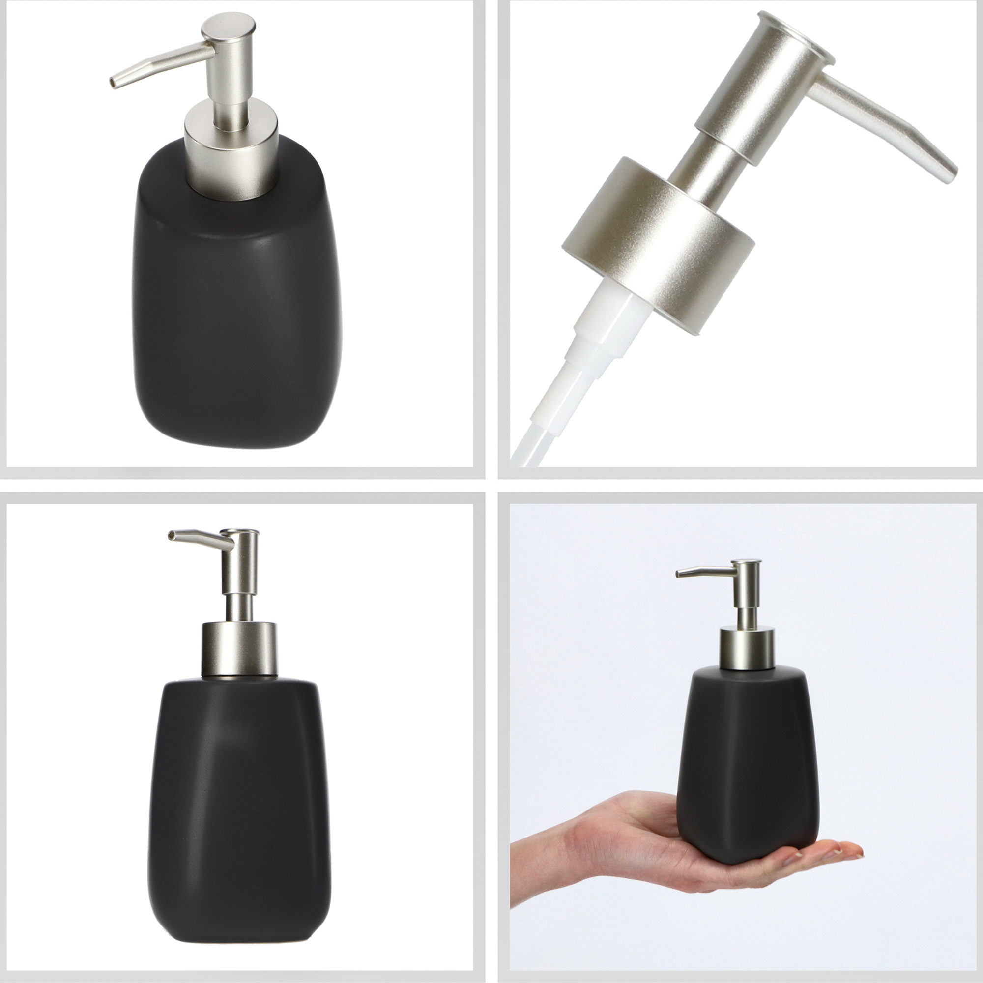 Zestaw łazienkowy szczotka WC + kubek + dozownik, czarny