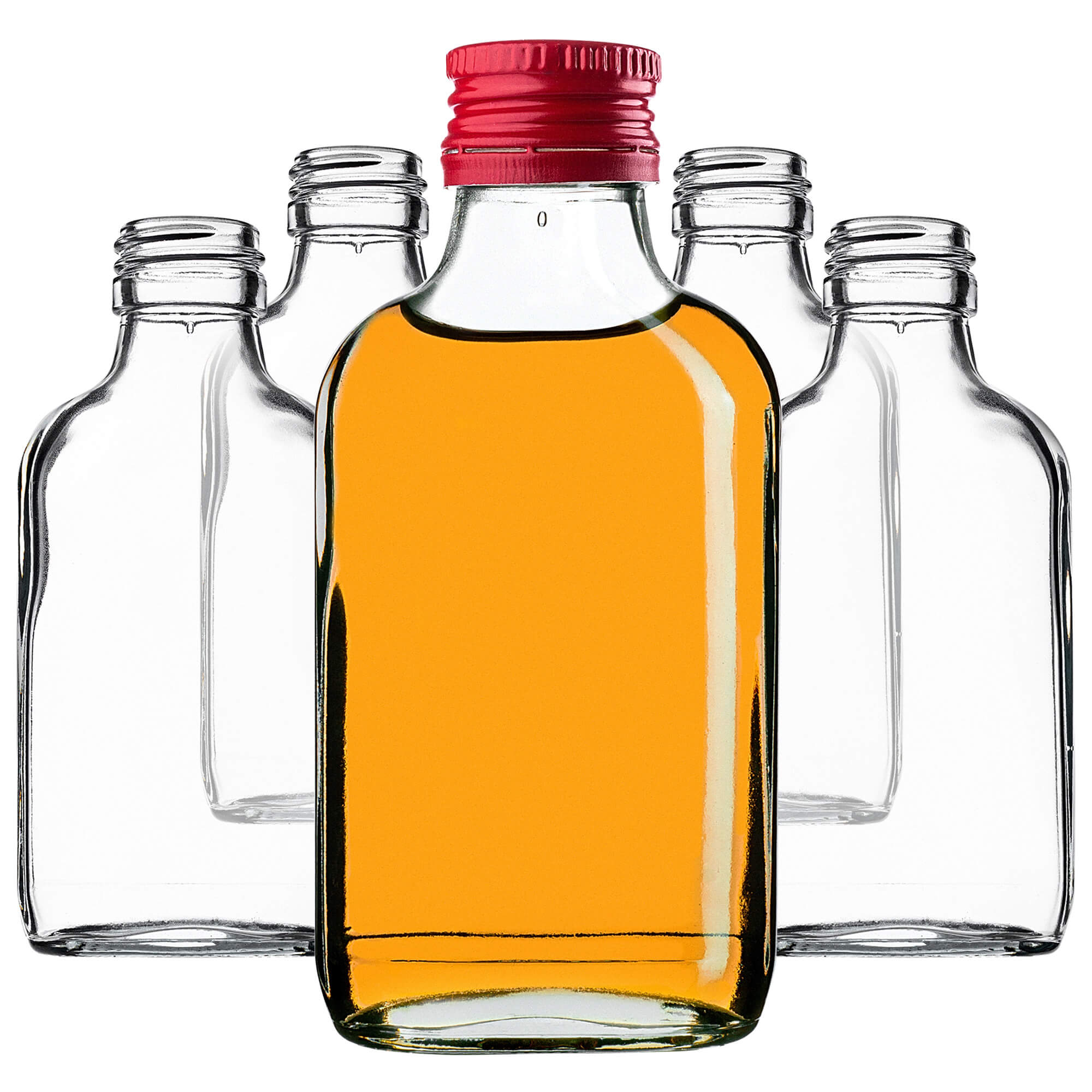 Butelka piersiówka Viane 100ml z czerwoną zakrętką 100 szt.