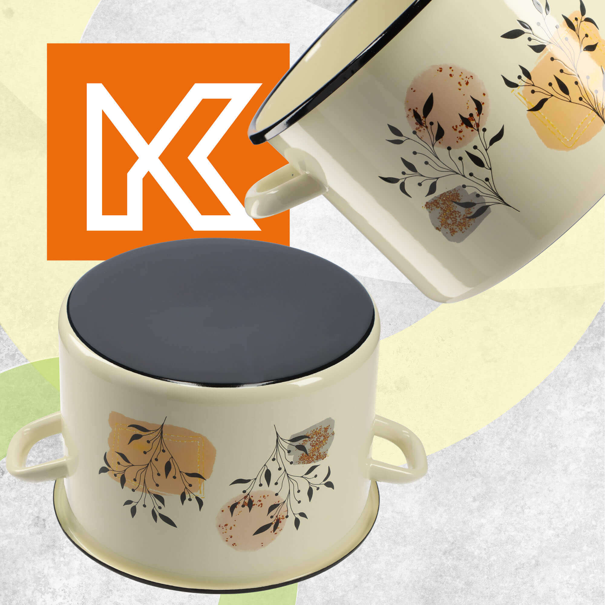 Garnek Emaliowany Luca 3.4L, liście