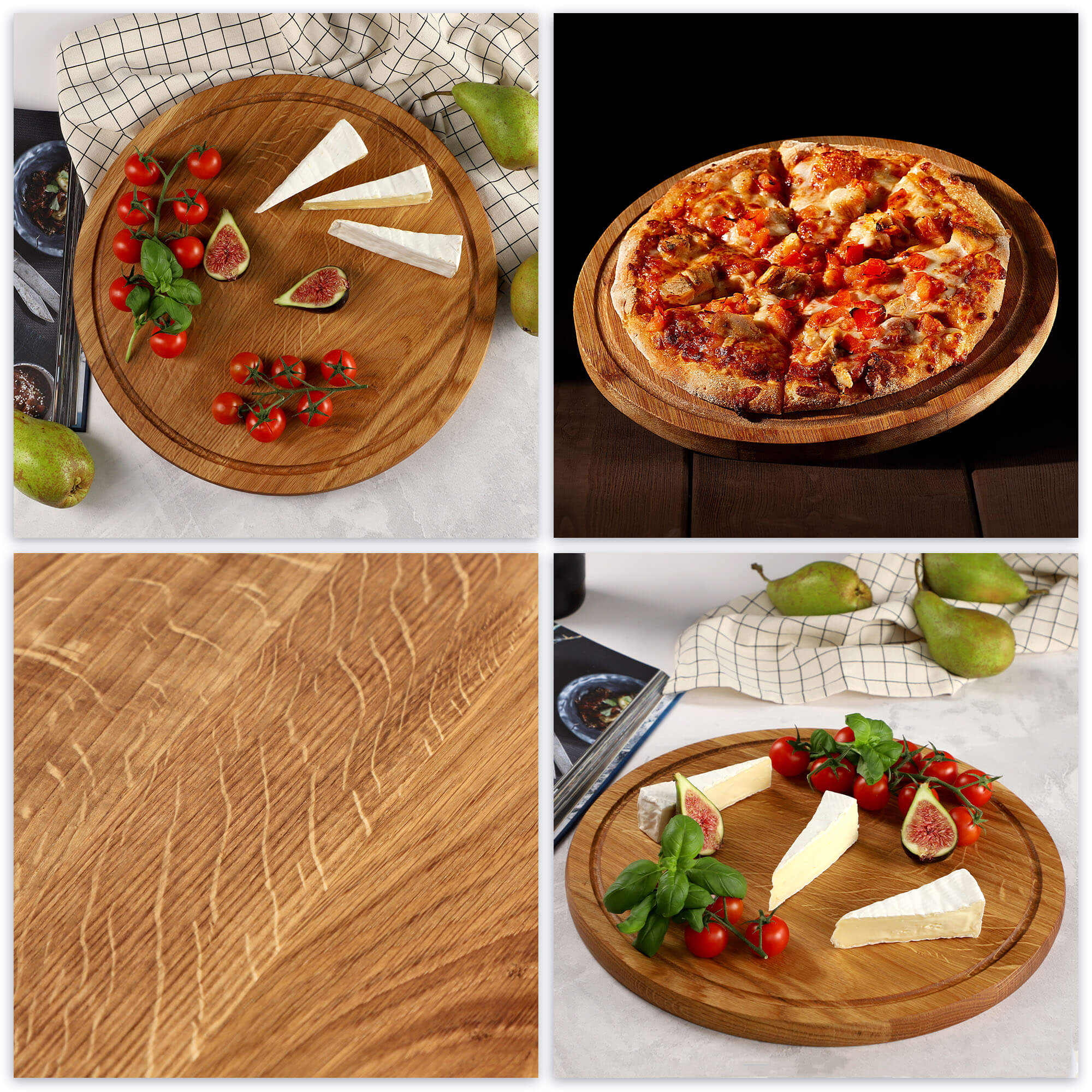 Okrągła, dębowa deska do krojenia 35 cm