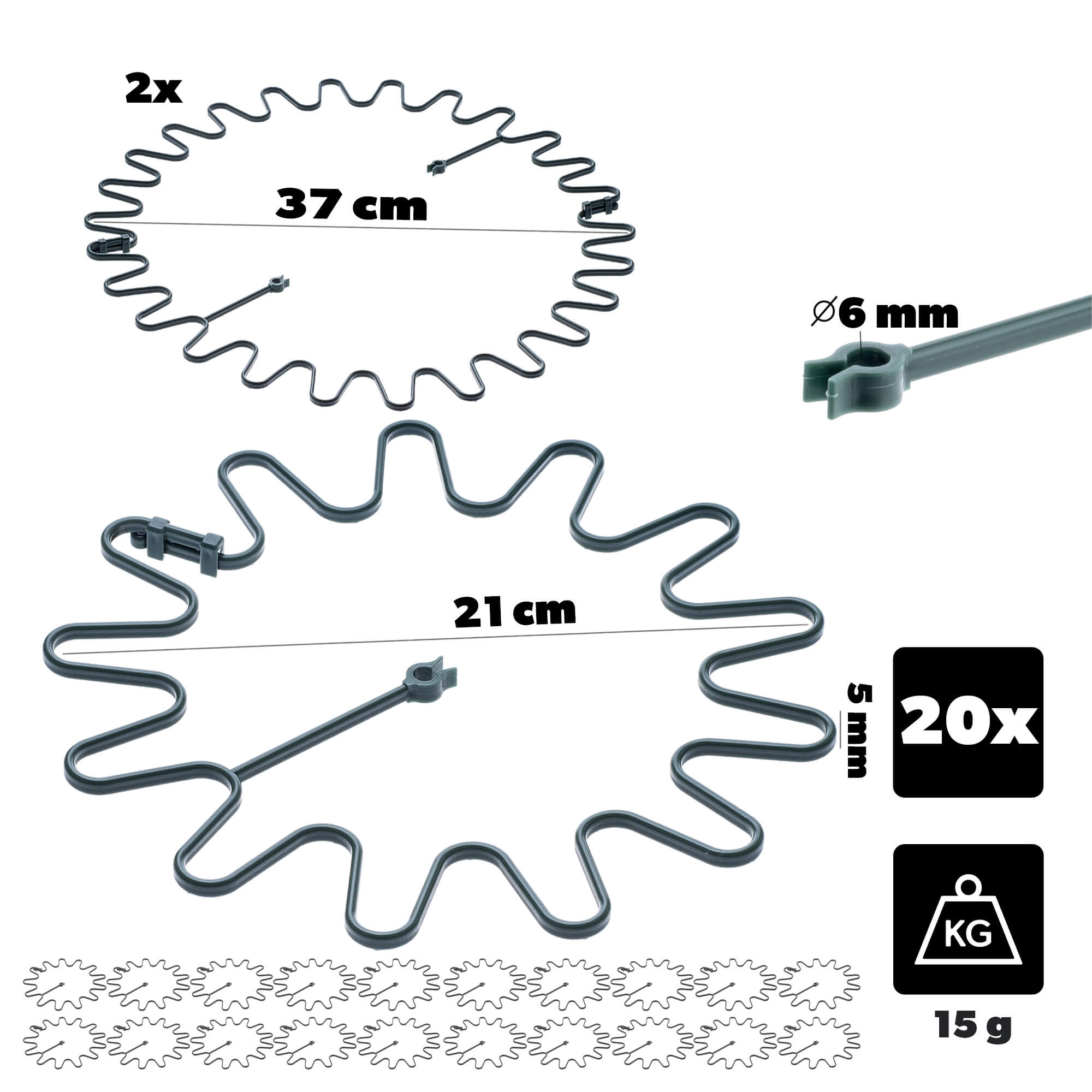 Obejma do roślin Montlaur 21 cm zielona 20 szt.
