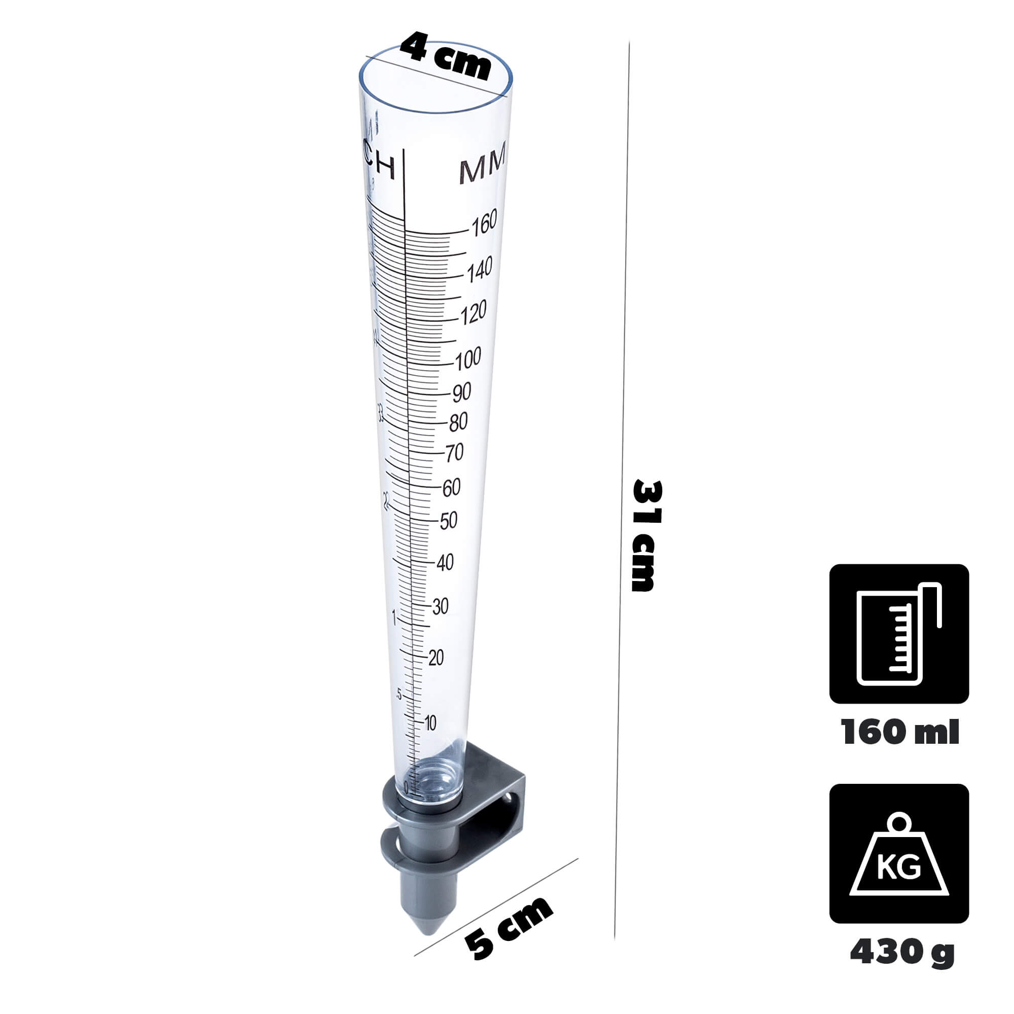 Deszczomierz z uchwytem ściennym Cugnon 160ml