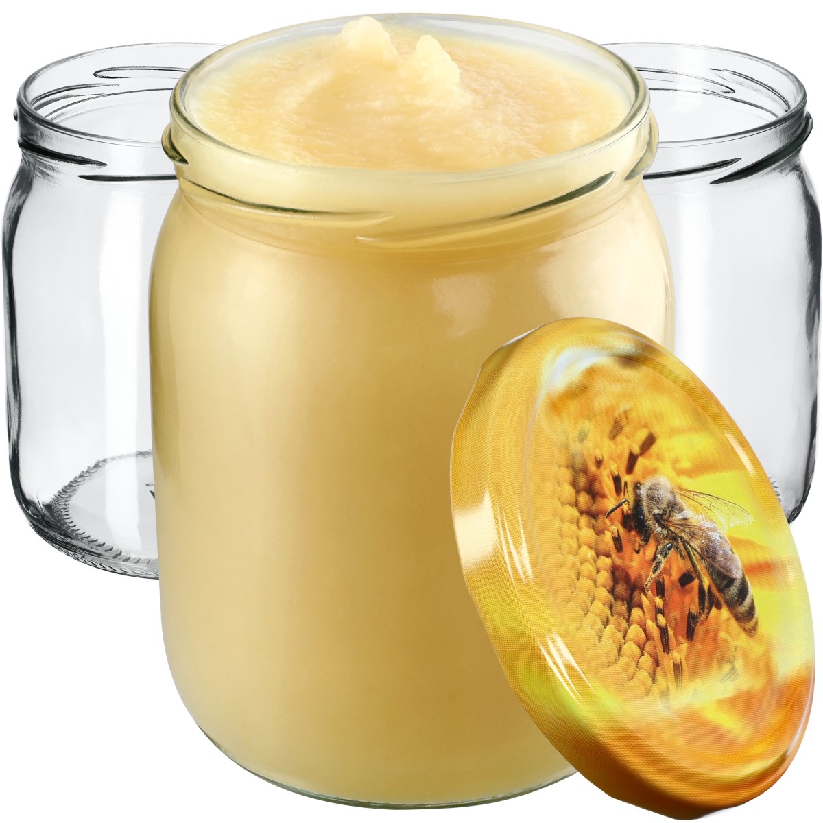 Słoiki Senna 540ml 16szt 82mm + wieczka "Pszczoła"